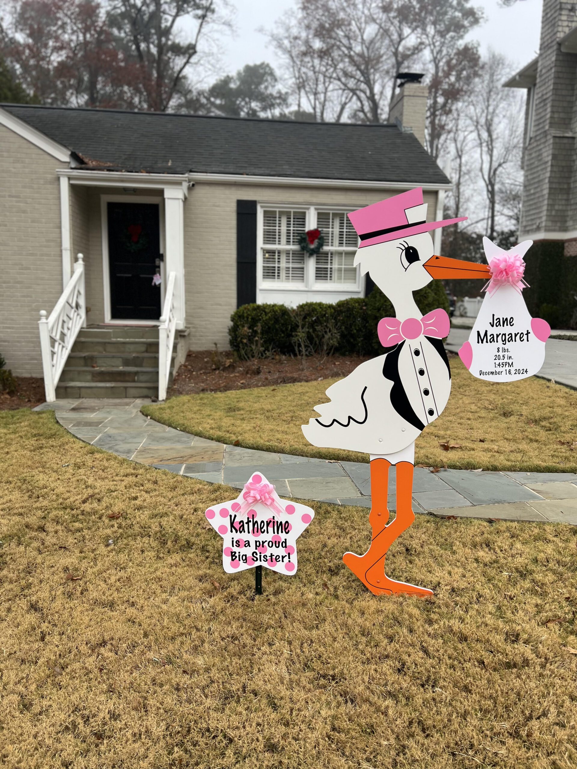 Birth Announcement Stork Sign in Atlanta, GA