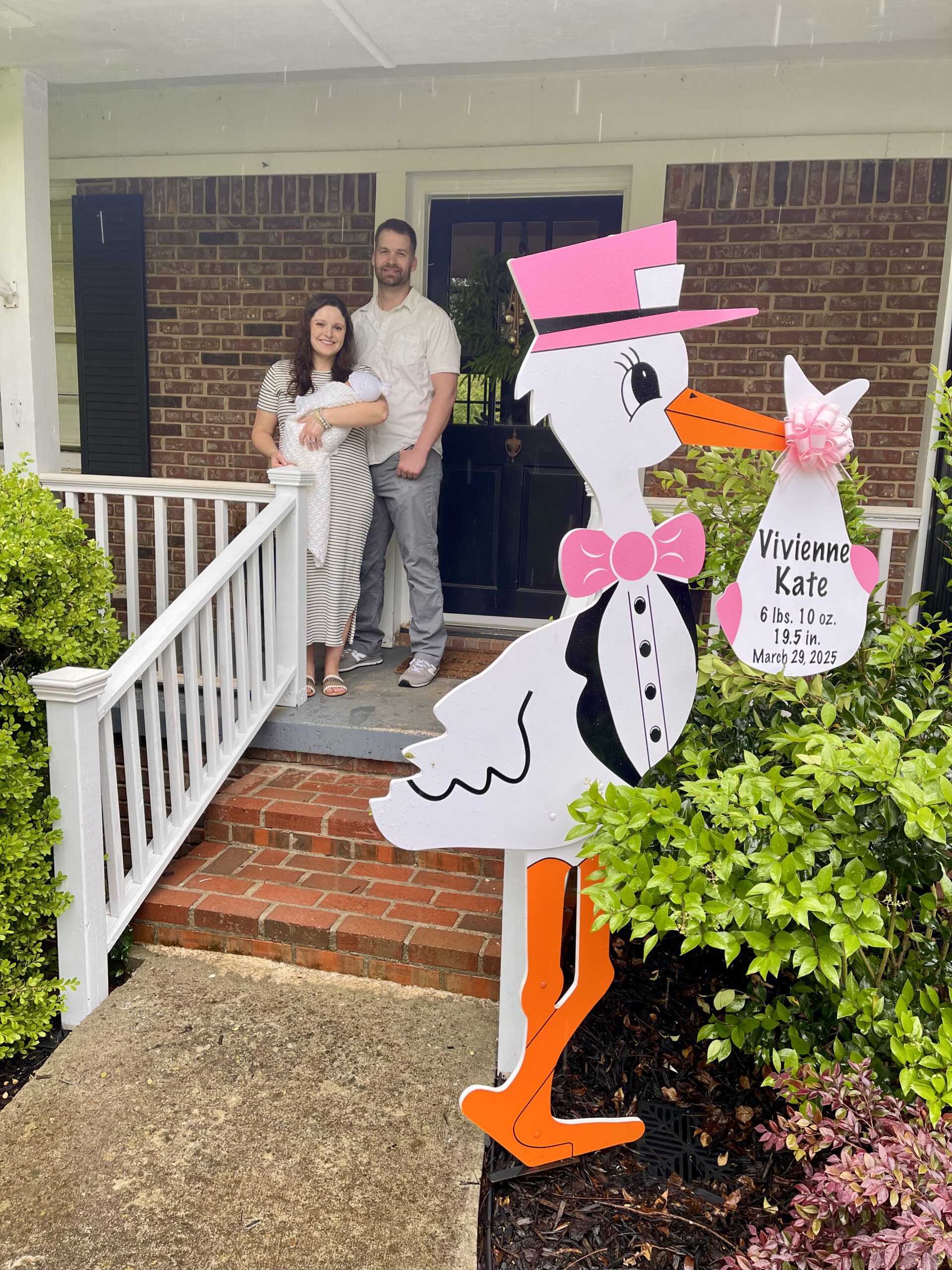 Birth Announcement Stork Sign in Madison, GA