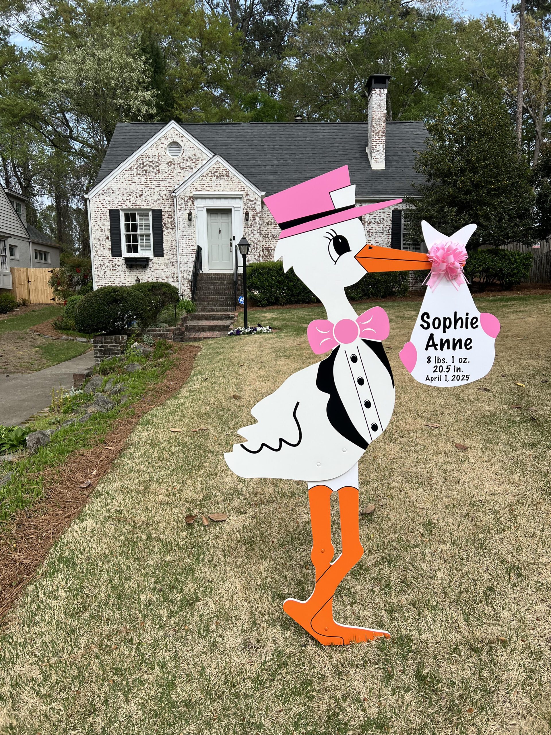 Birth Announcement Stork Sign in Atlanta, GA