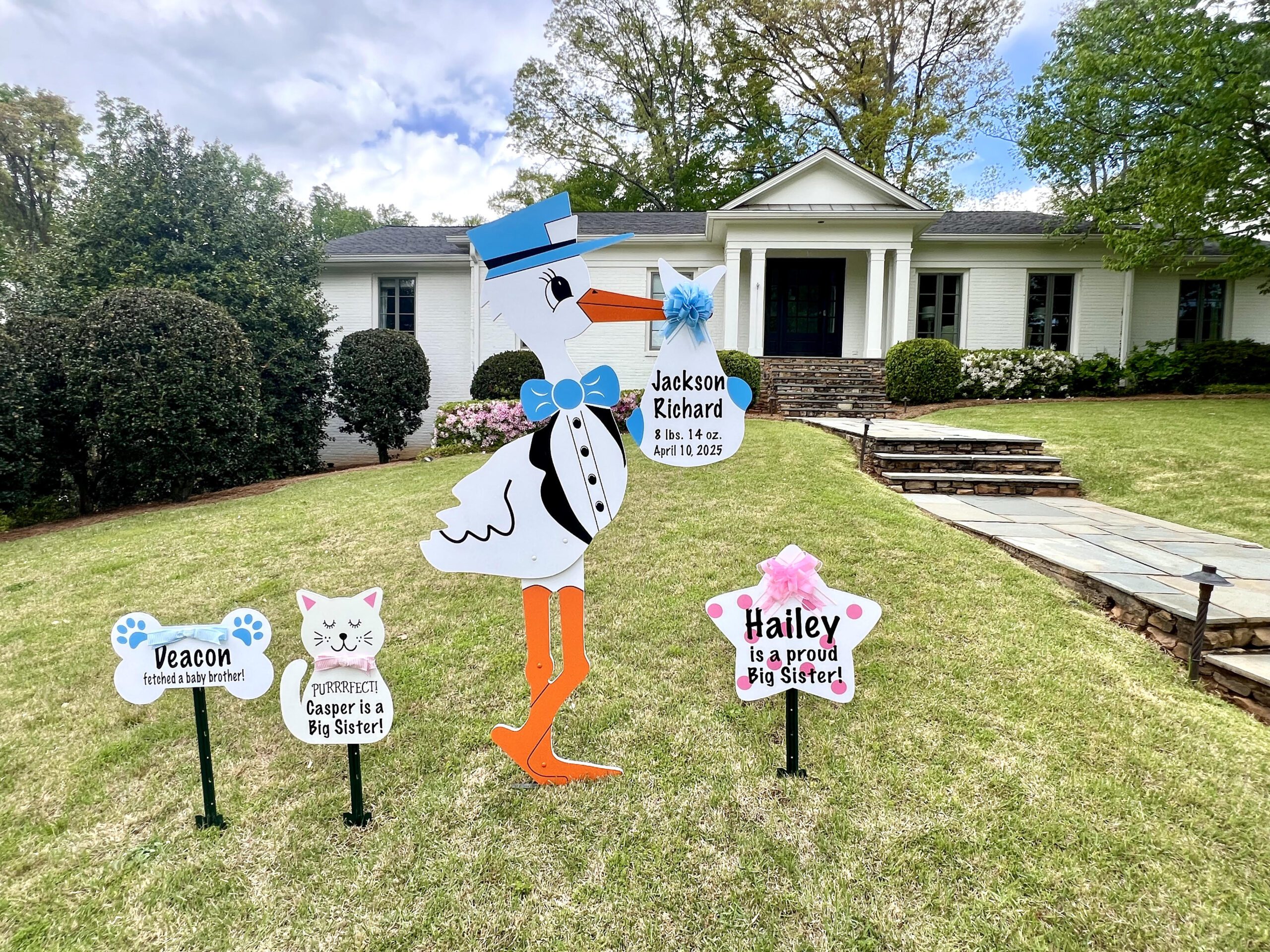 Birth Announcement Stork Sign in Buckhead Atlanta