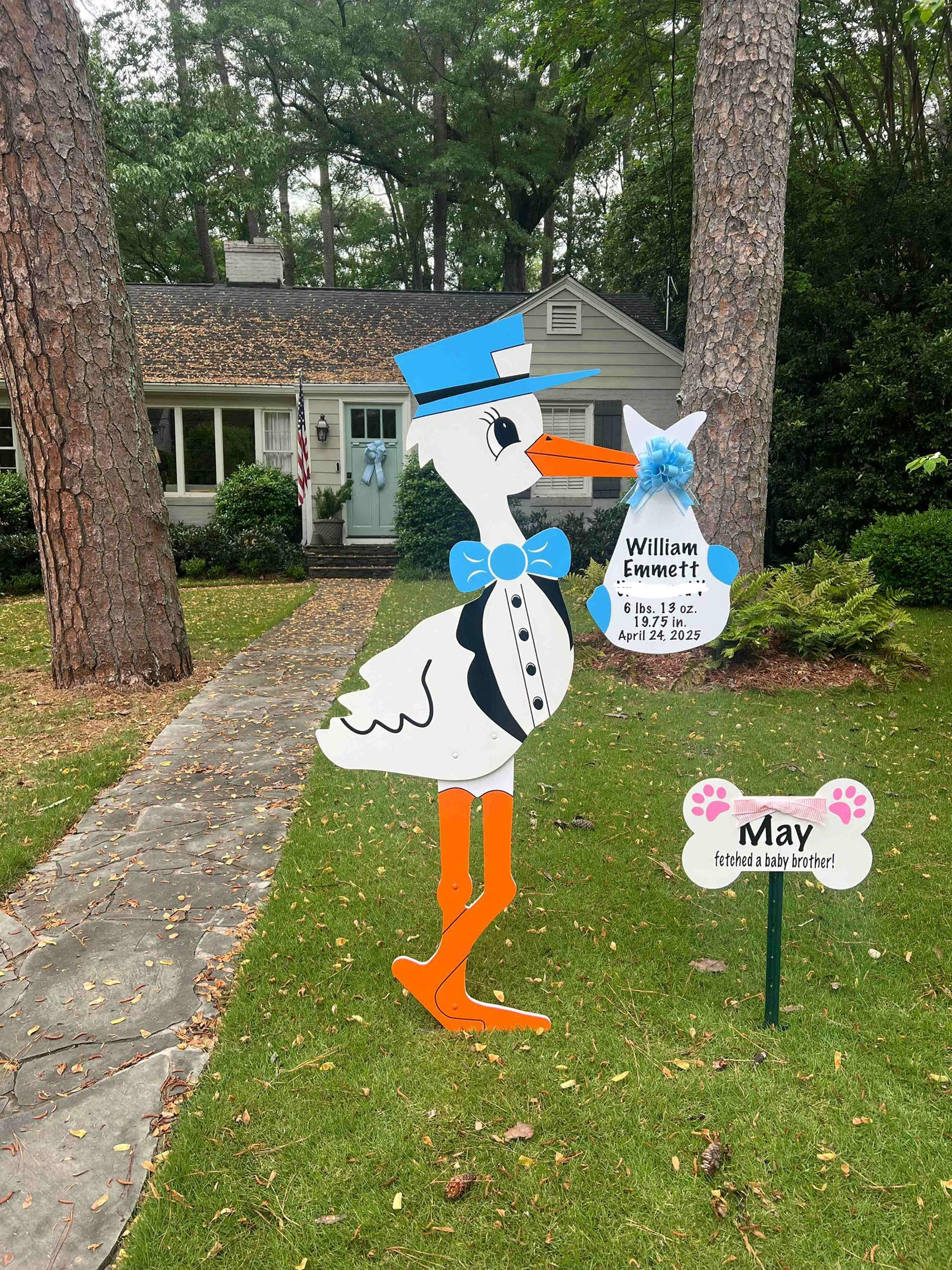 Birth Announcement Stork Sign in Buckhead, Atlanta