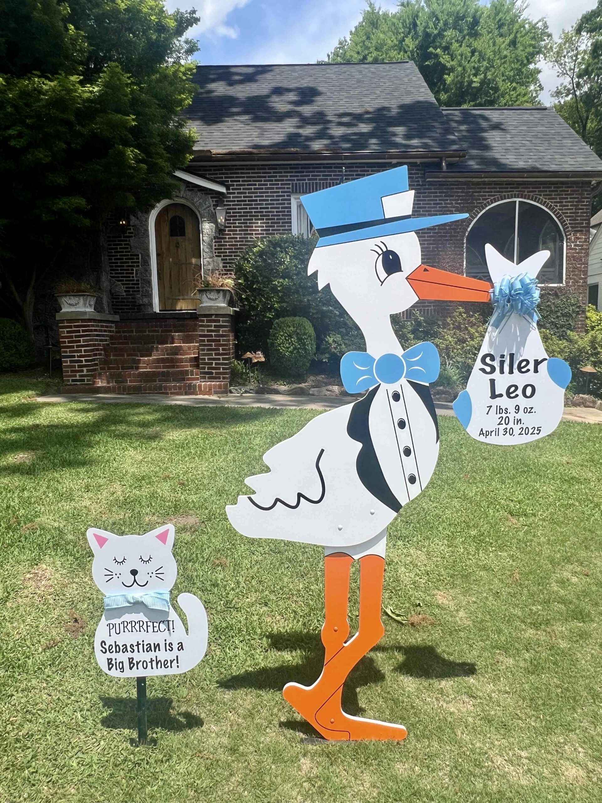 Birth Announcement Stork Sign in Midtown, Atlanta