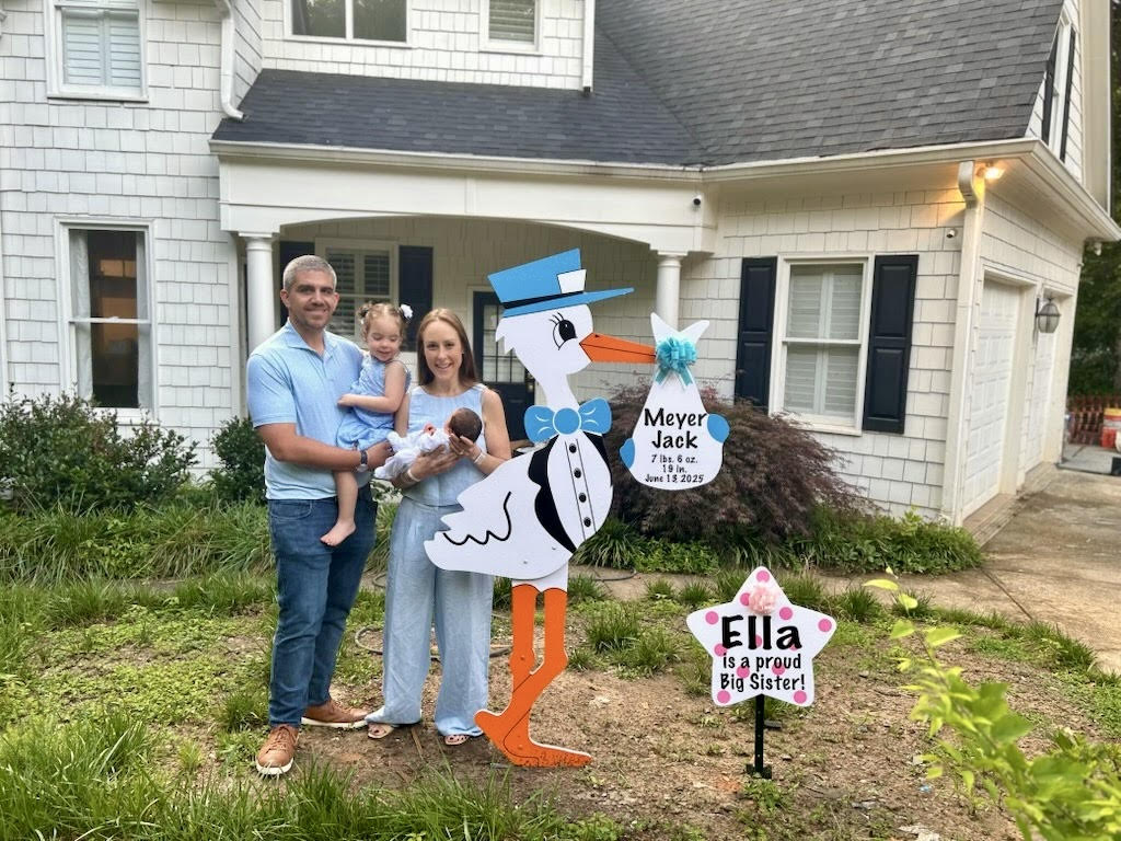 Birth Announcement Stork Sign in Buckhead, Atlanta