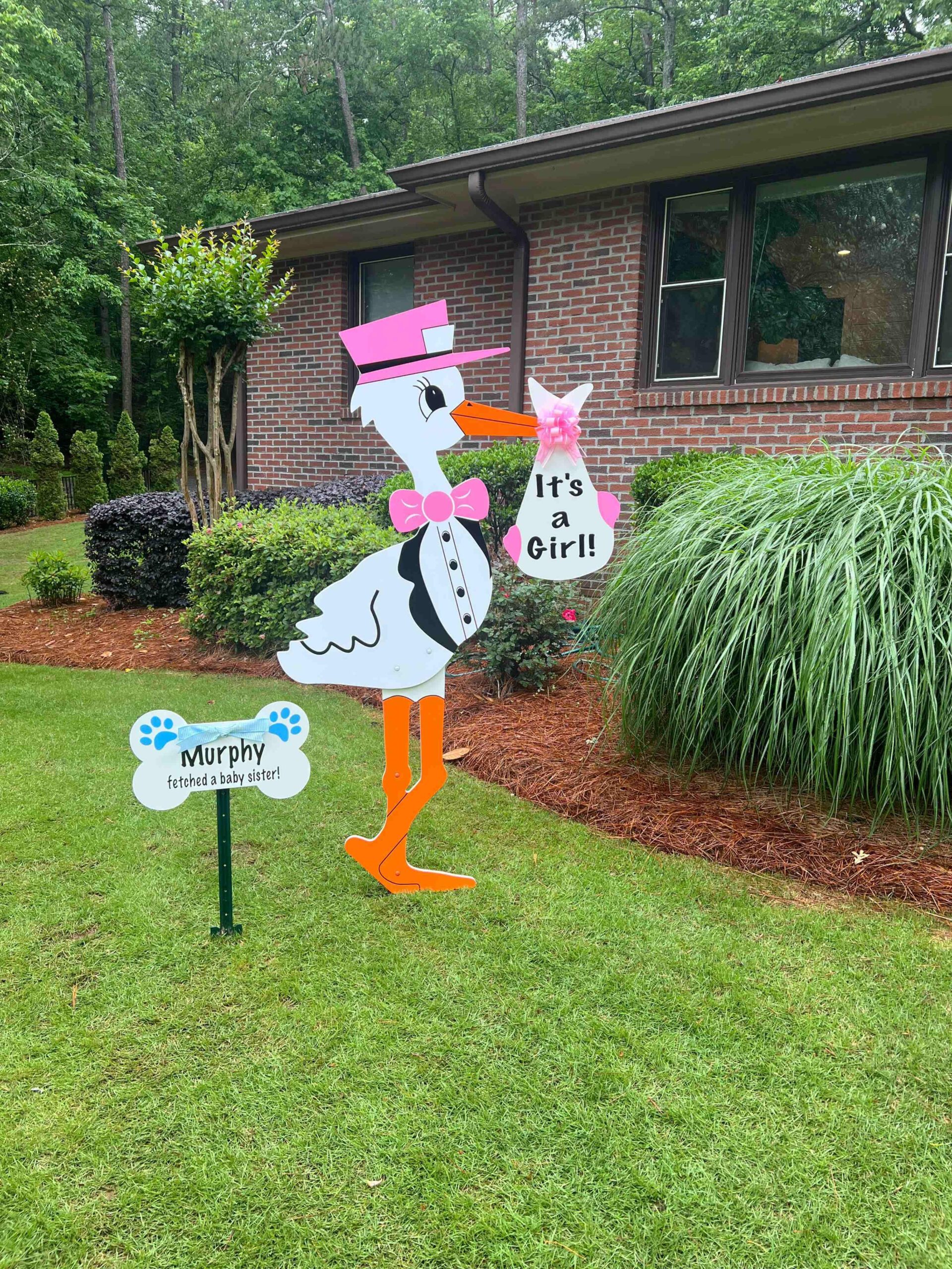 Birth Announcement Stork Sign in Roswell, GA