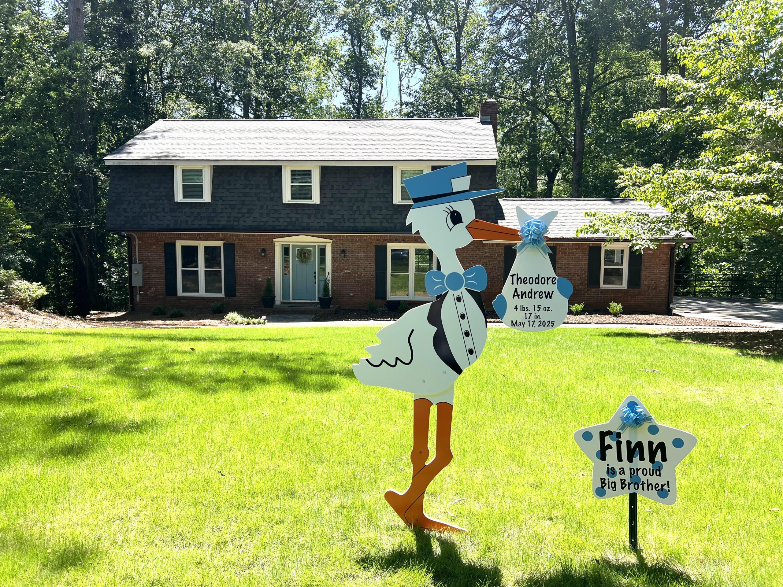 Birth Announcement Stork Sign in Roswell, GA