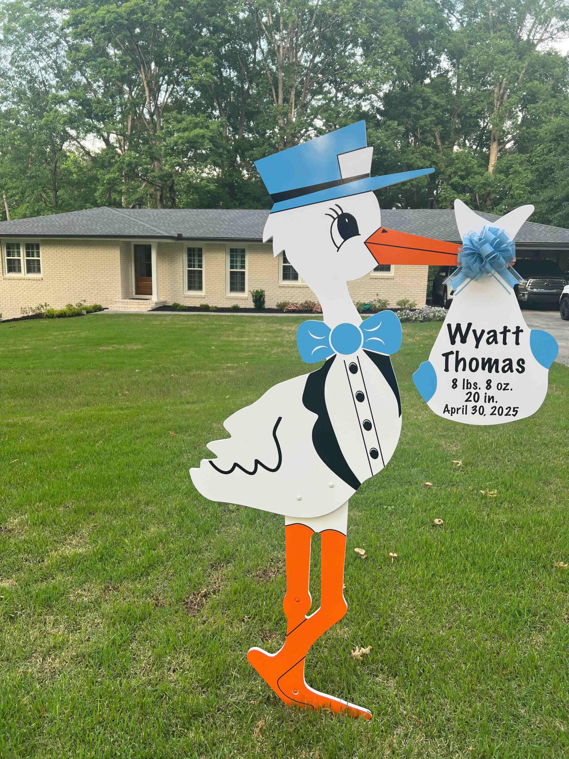Birth Announcement Stork Sign in Roswell, GA