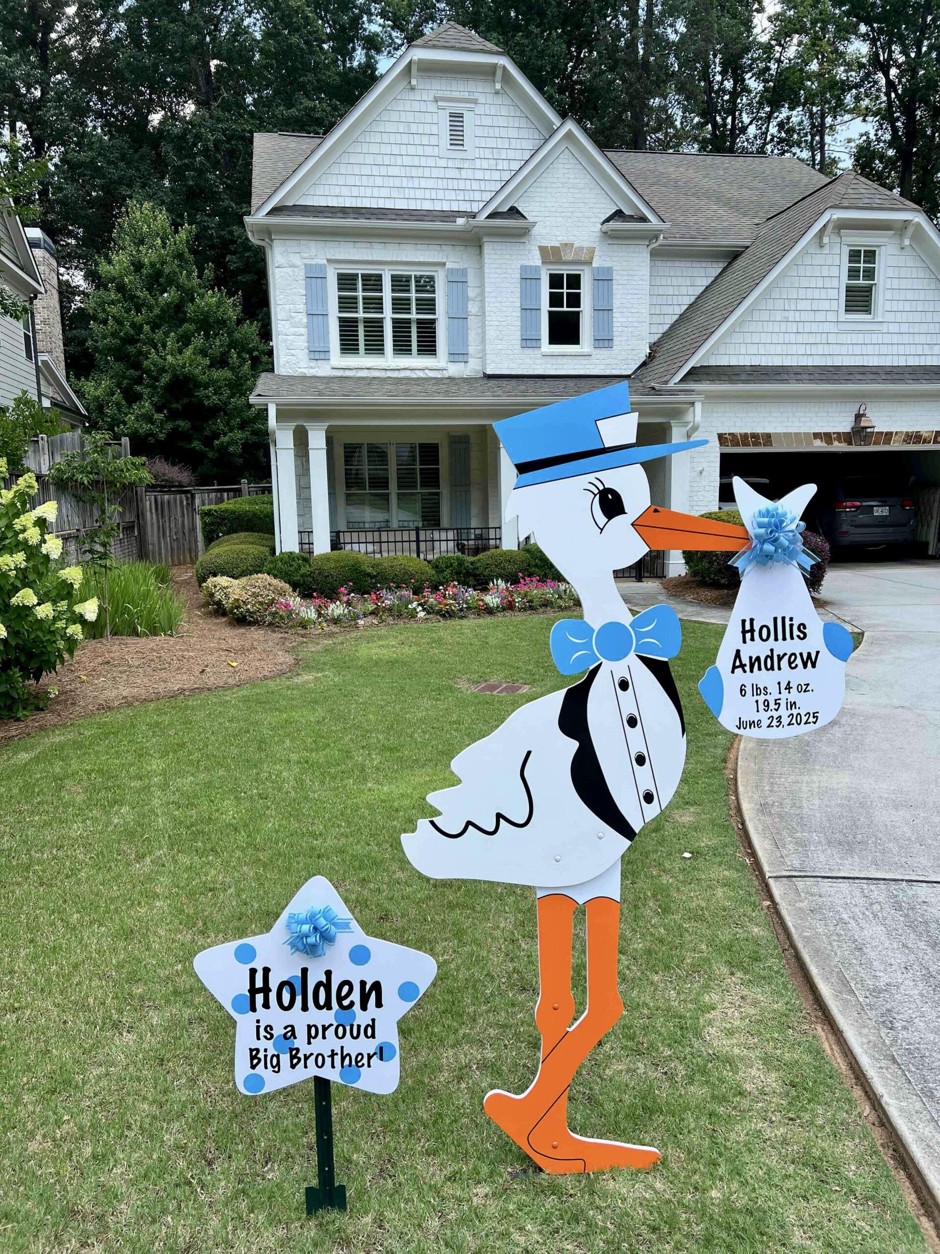 Birth Announcement Stork Sign in Midtown, Atlanta