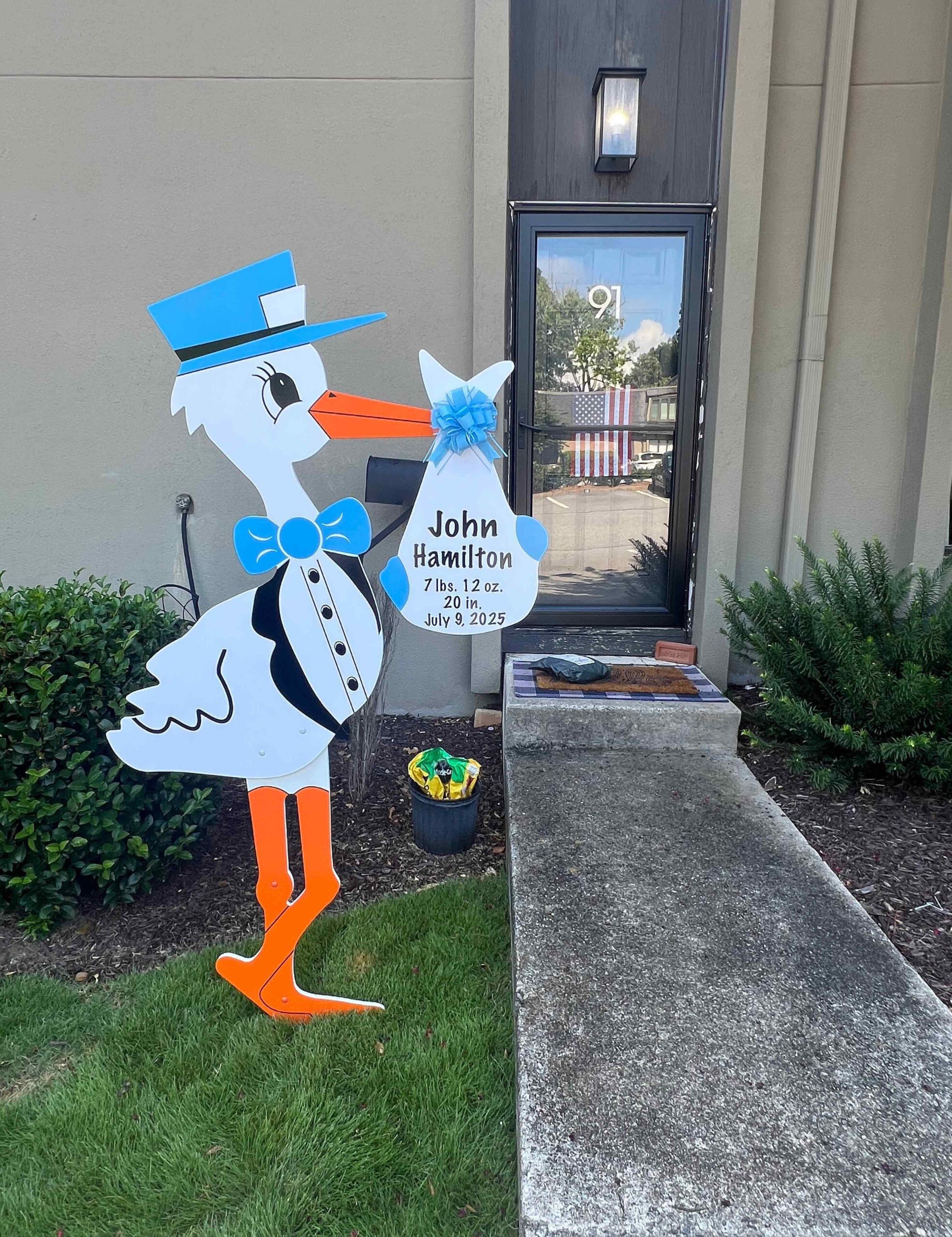 Birth Announcement Stork Sign in Buckhead, Atlanta