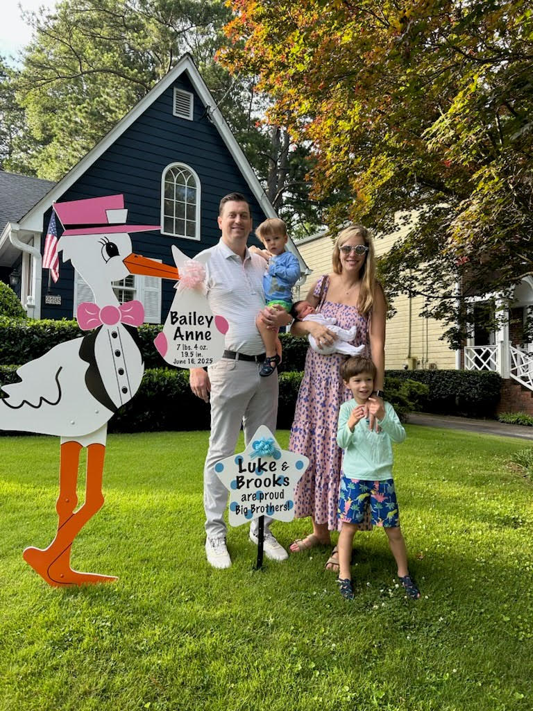 Birth Announcement Stork Sign in Peachtree Hills, Atlanta