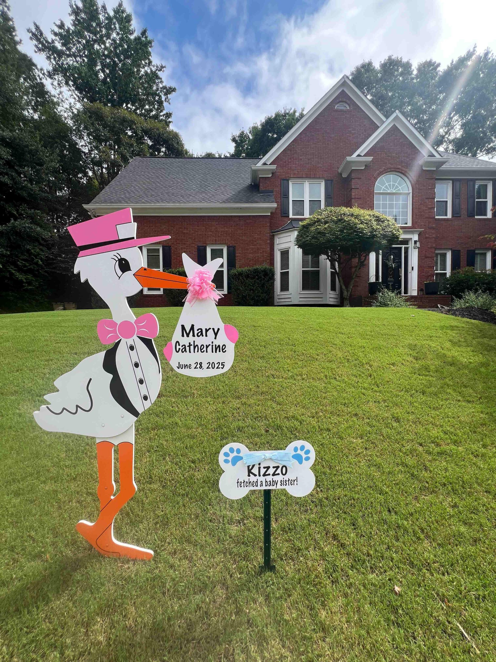 Birth Announcement Stork Sign in Woodstock, GA