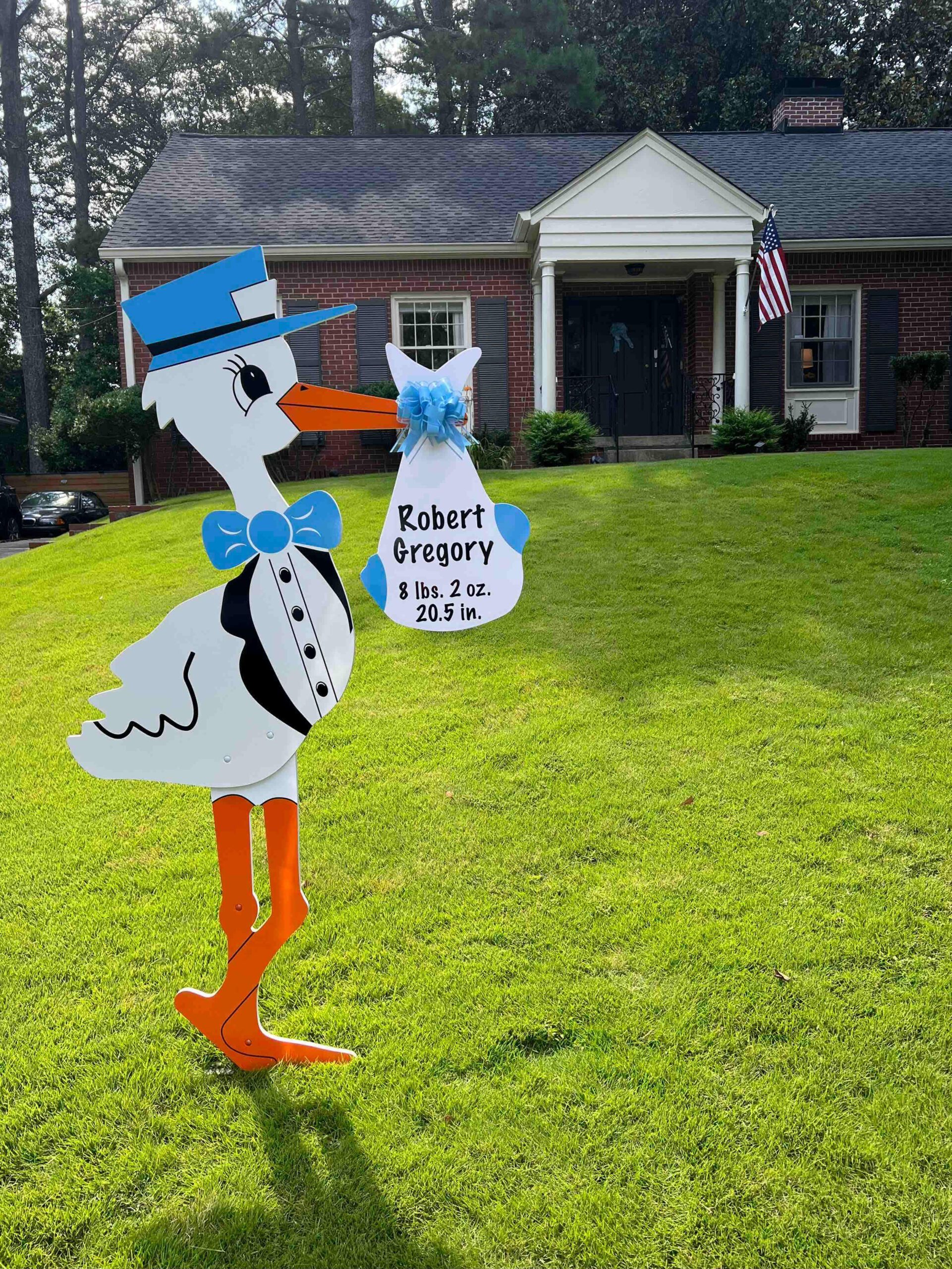 Birth Announcement Stork Sign in Buckhead, Atlanta