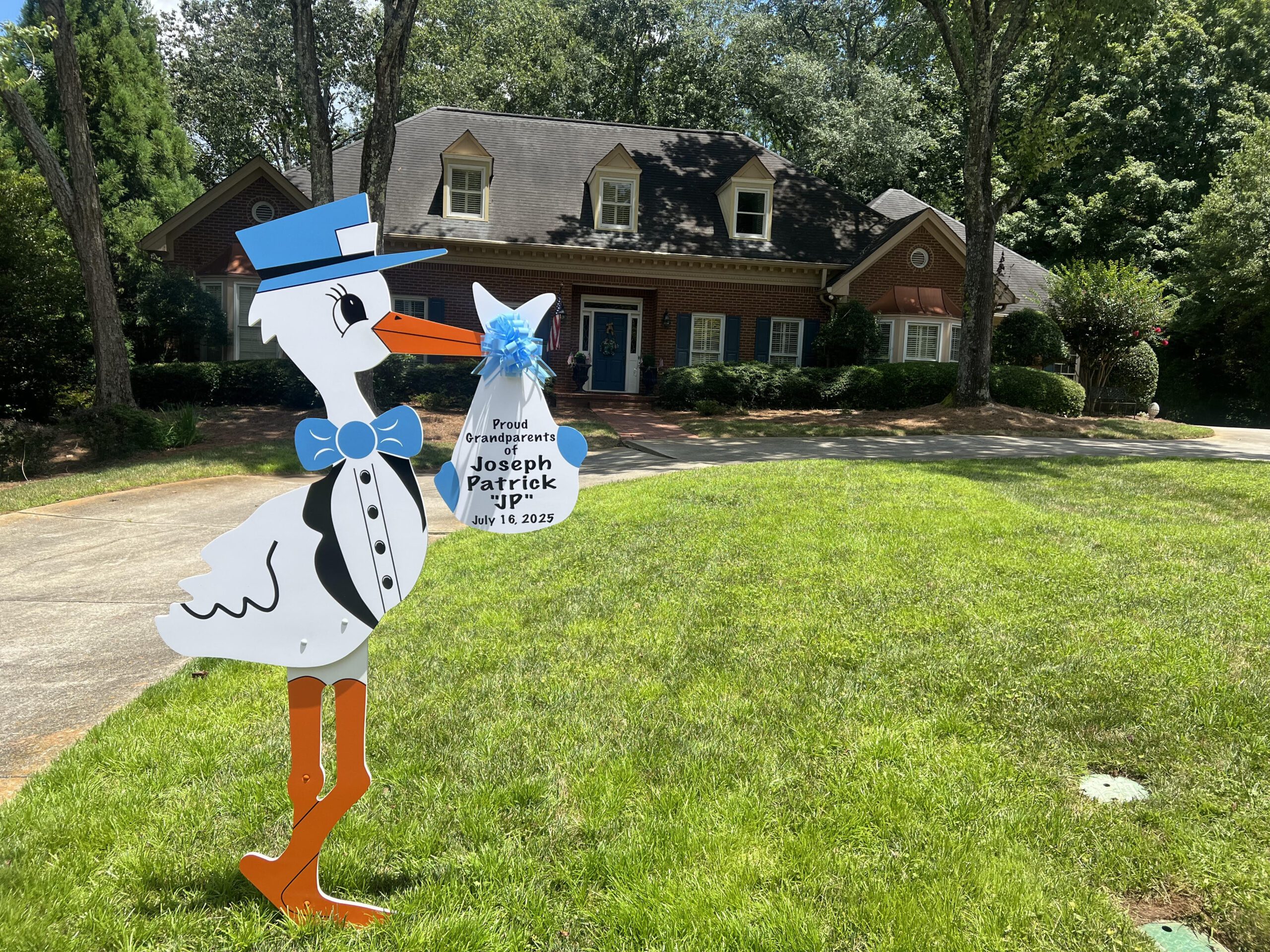 Birth Announcement Stork Sign in Sandy Springs, GA