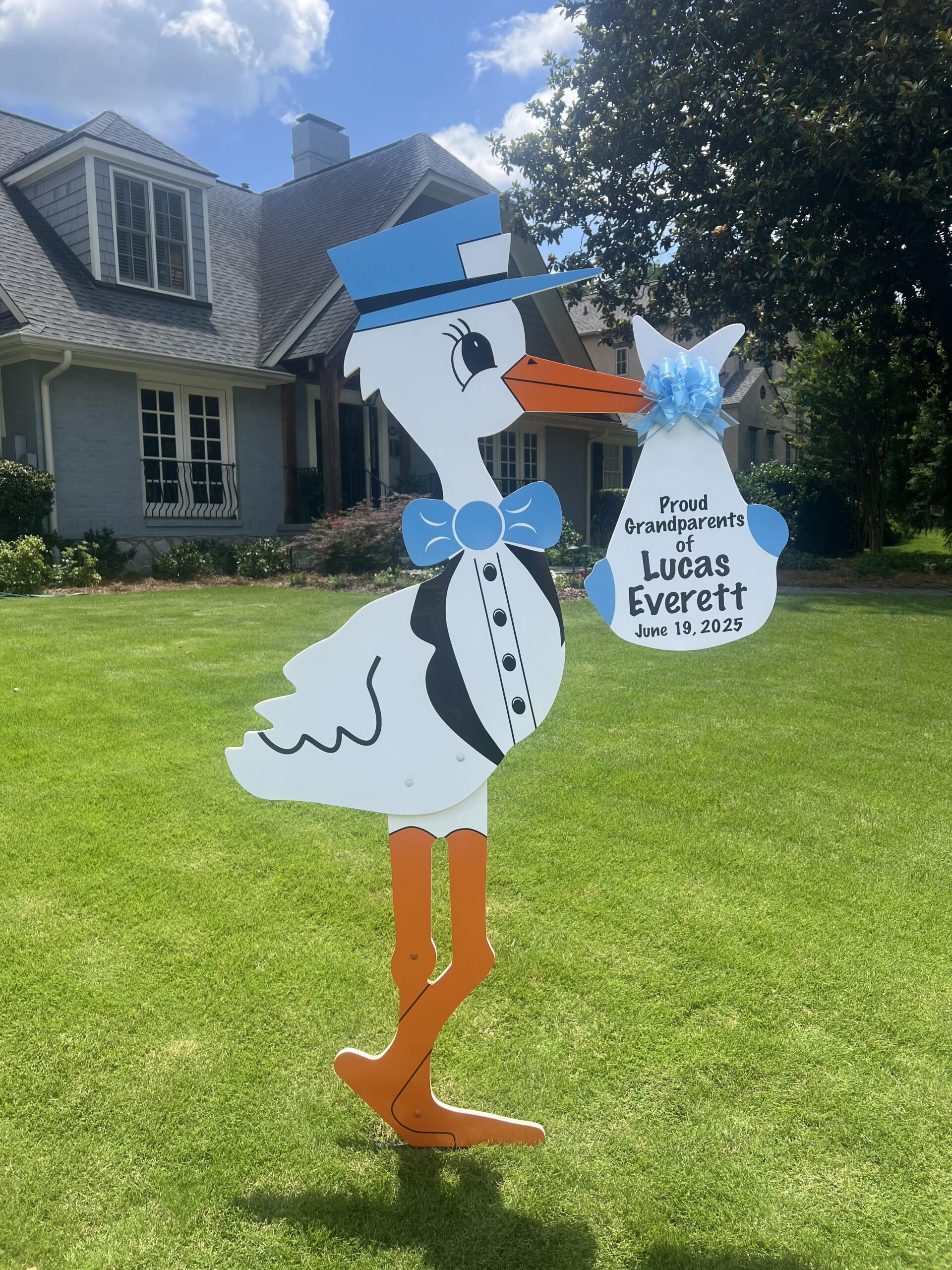 Birth Announcement Stork Sign in Ansley Park, Atlanta