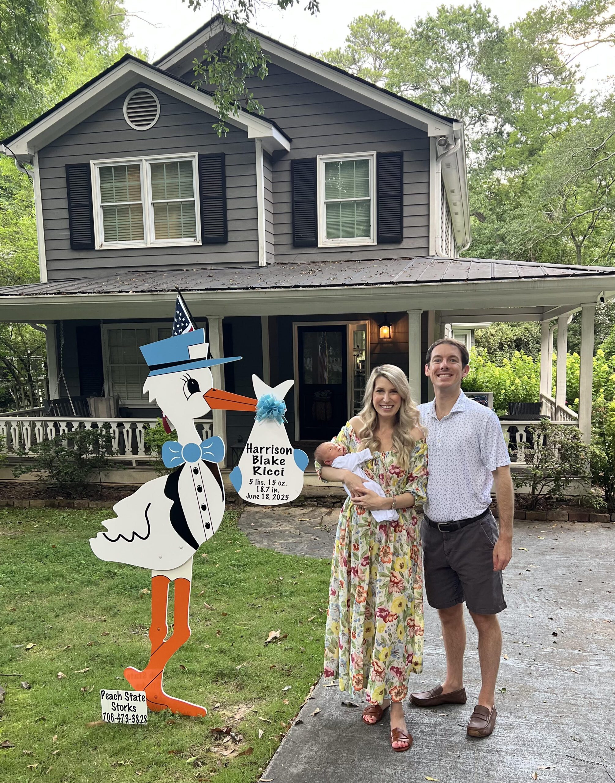 Birth Announcement Stork Sign in Midtown, Atlanta