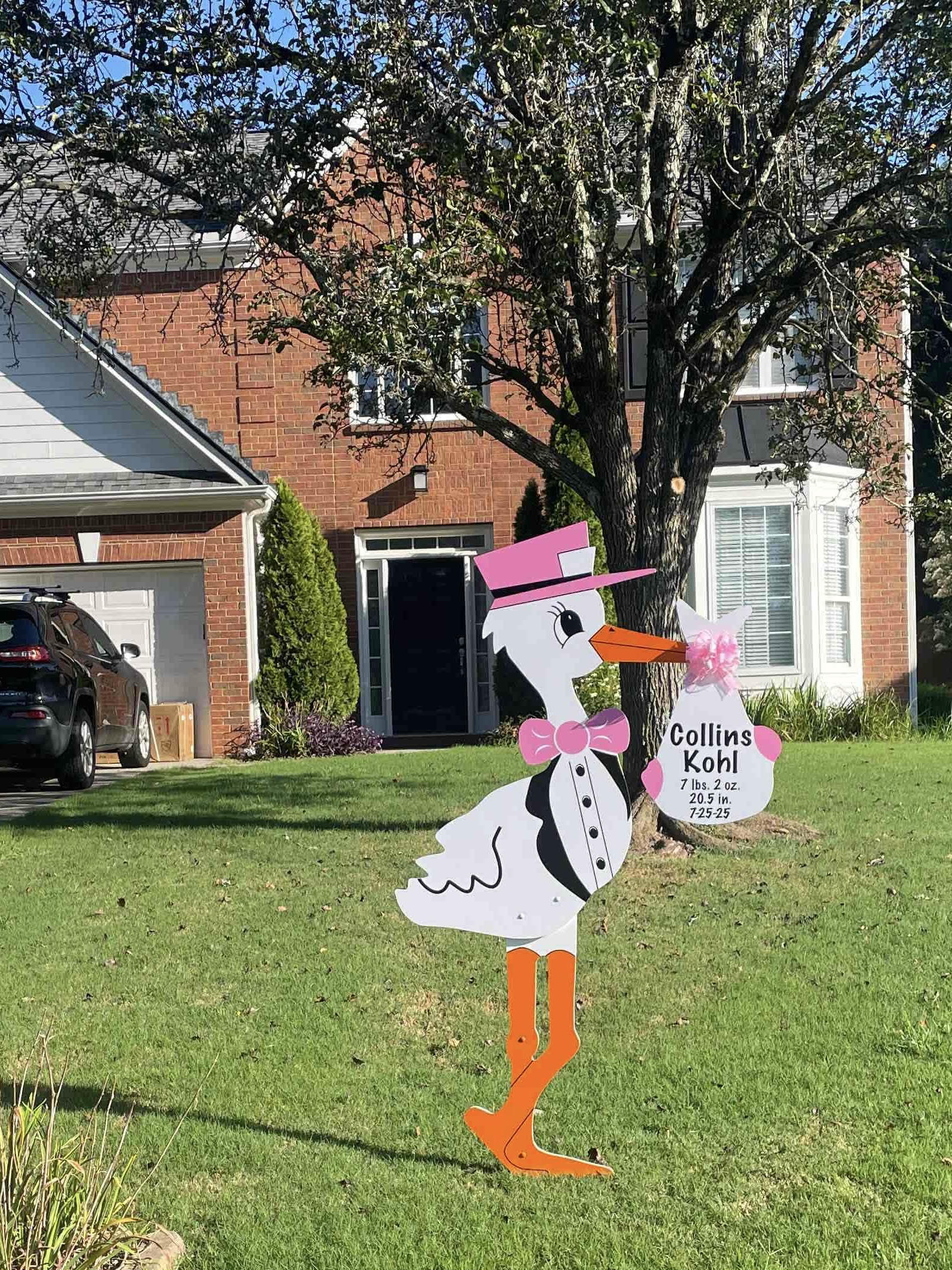 Birth Announcement Stork Sign in Alpharetta, GA