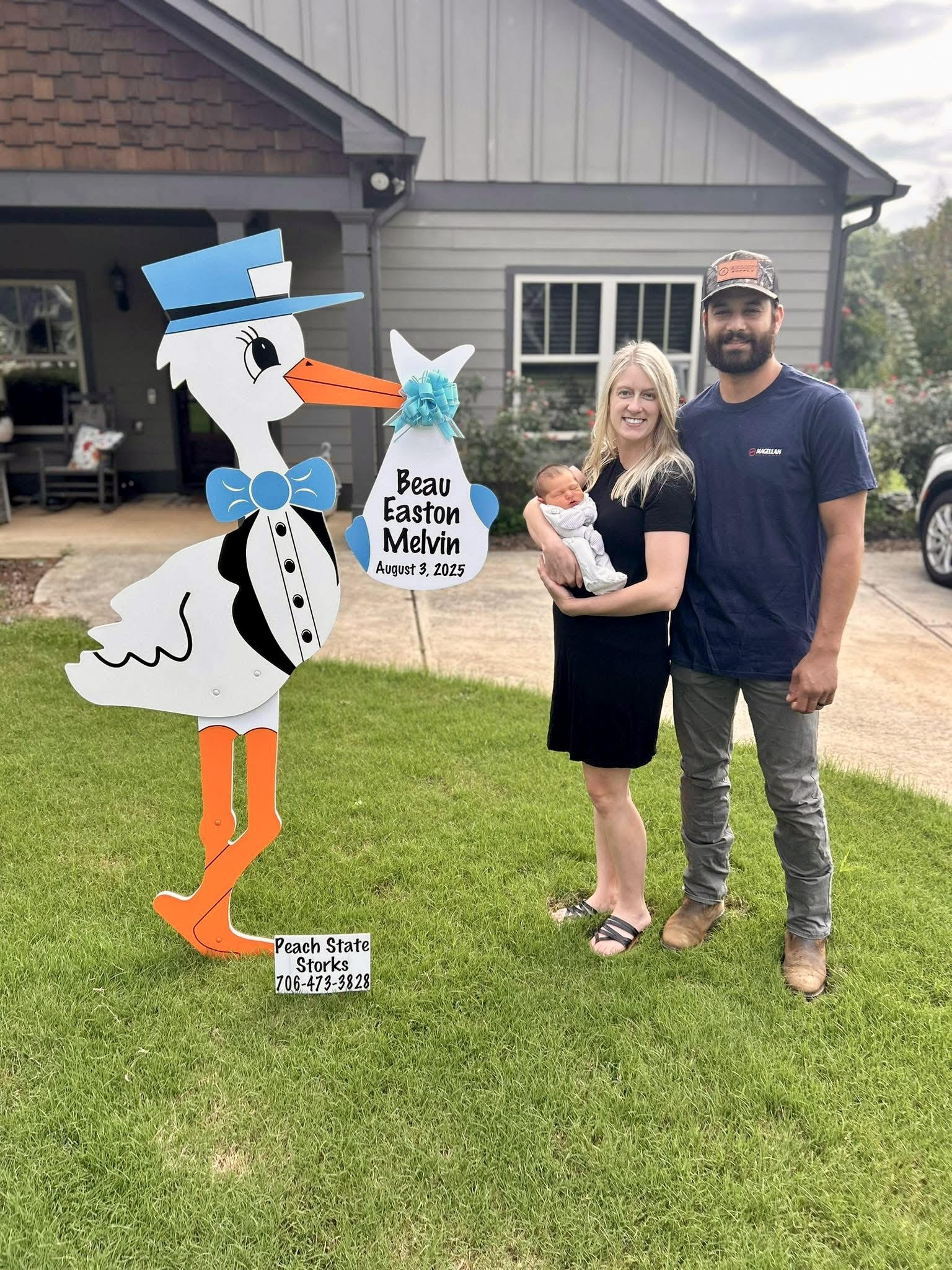 Birth Announcement Stork Sign in Athens, GA