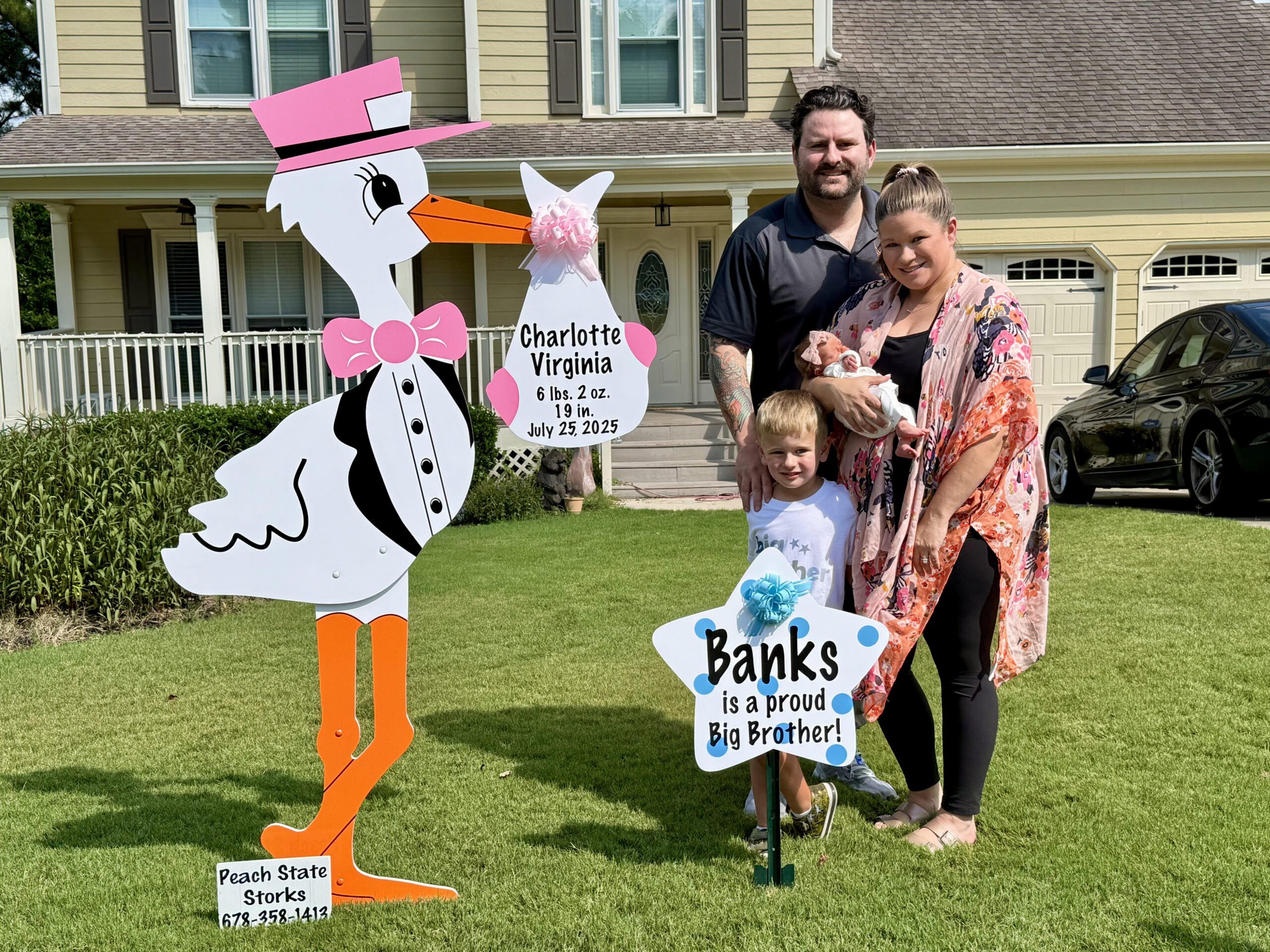 Birth Announcement Stork Sign to Duluth, GA