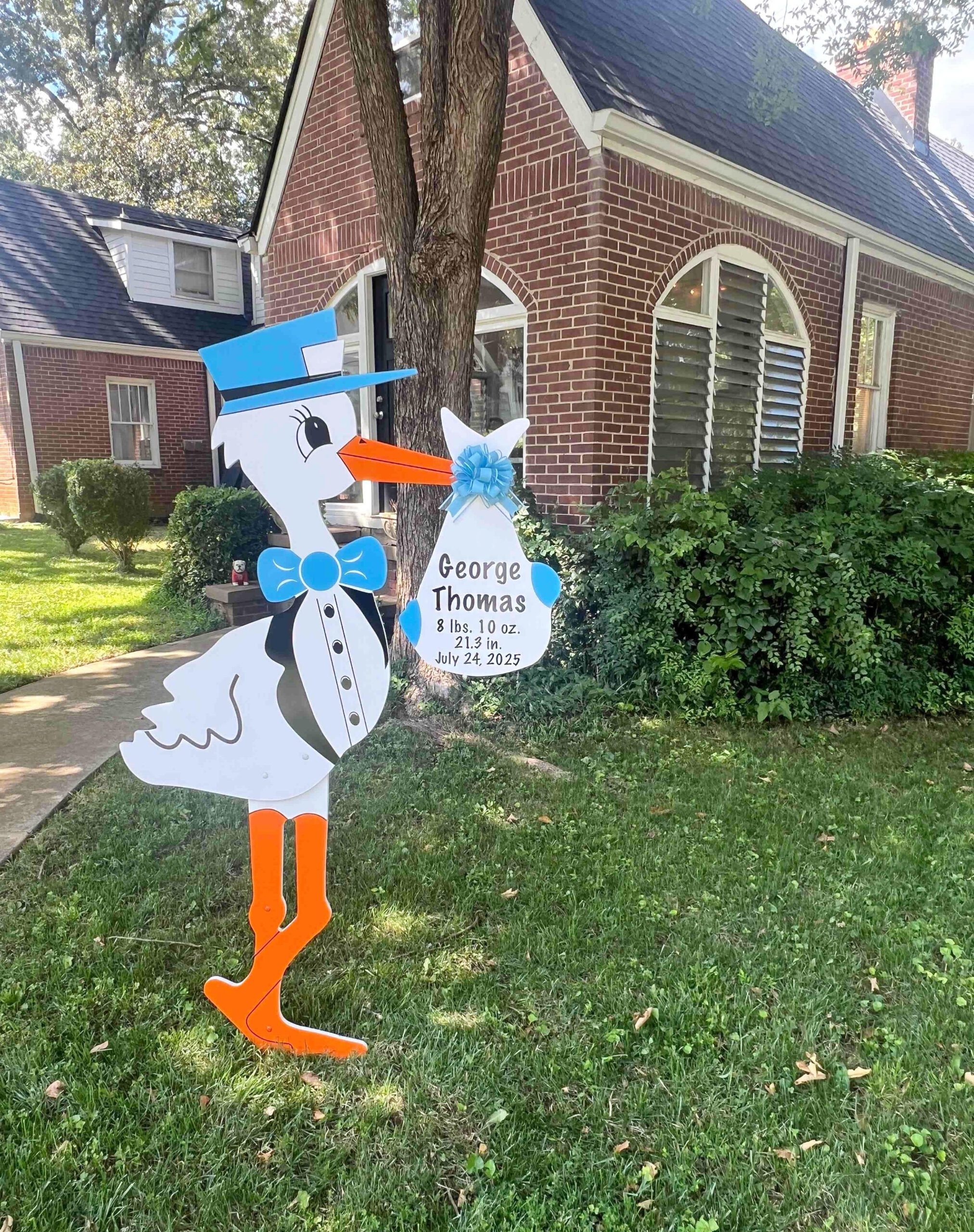 Birth Announcement Stork Sign in Midtown, Atlanta GA