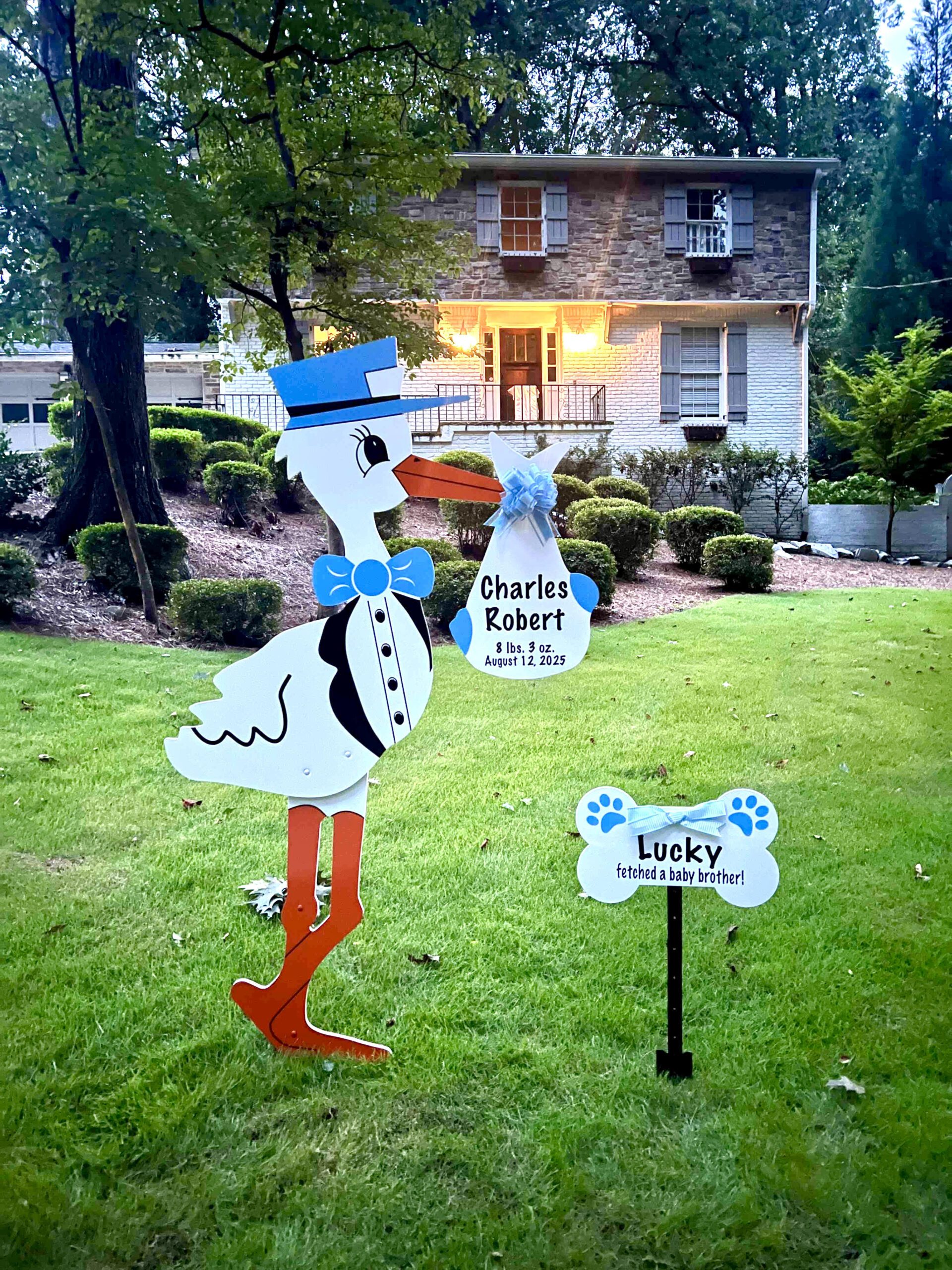 Birth Announcement Stork Sign in Brookhaven, GA