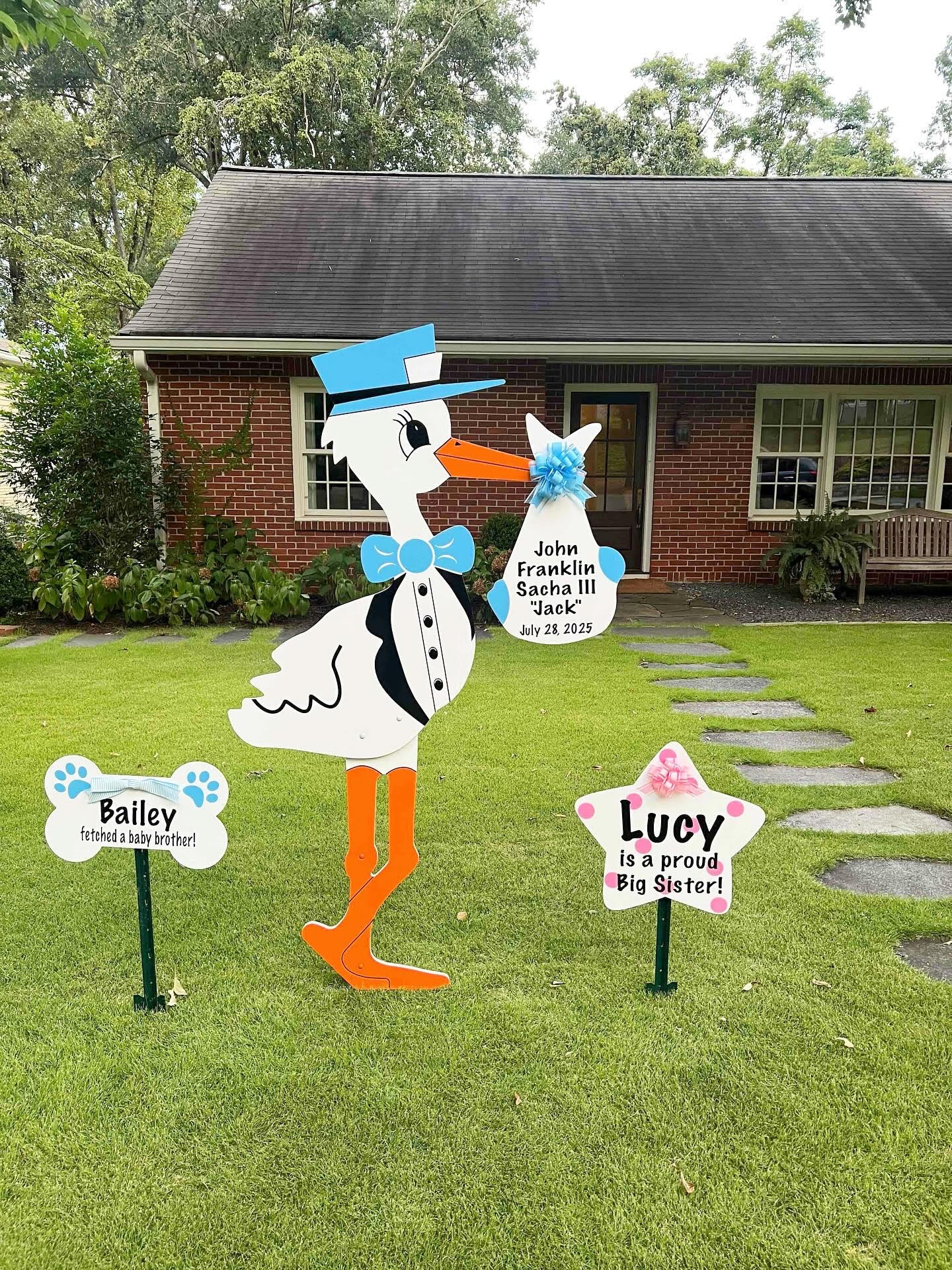 Birth Announcement Stork Sign in Midtown, Atlanta