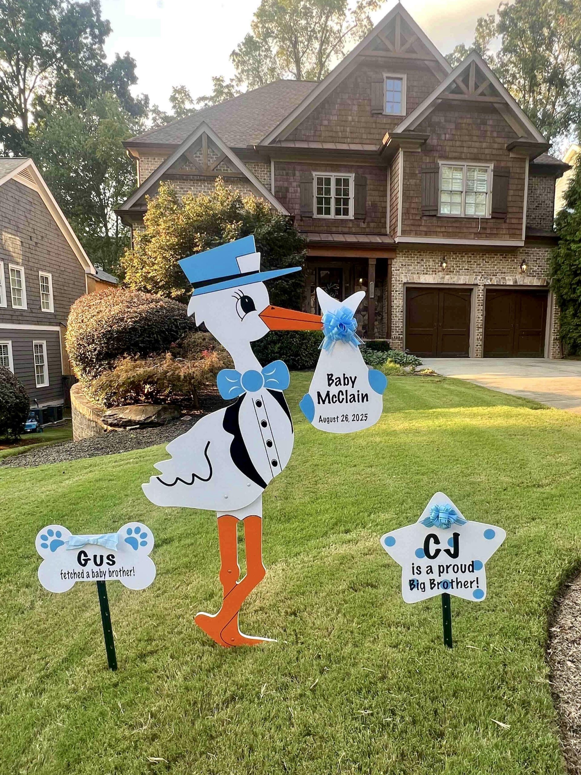 Birth Announcement Stork Sign in Ashford Dunwoody, Atlanta