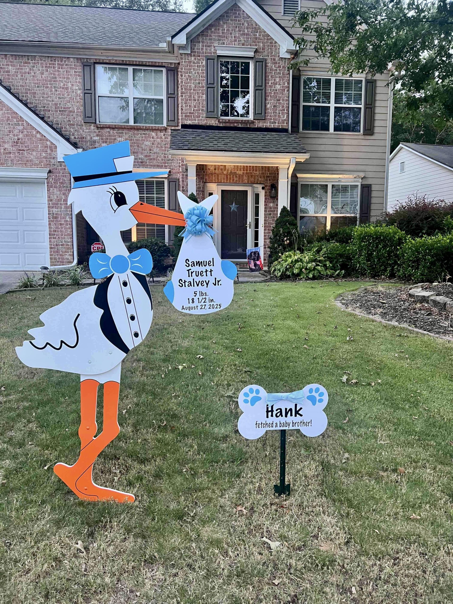 Birth Announcement Stork Sign in Alpharetta, GA