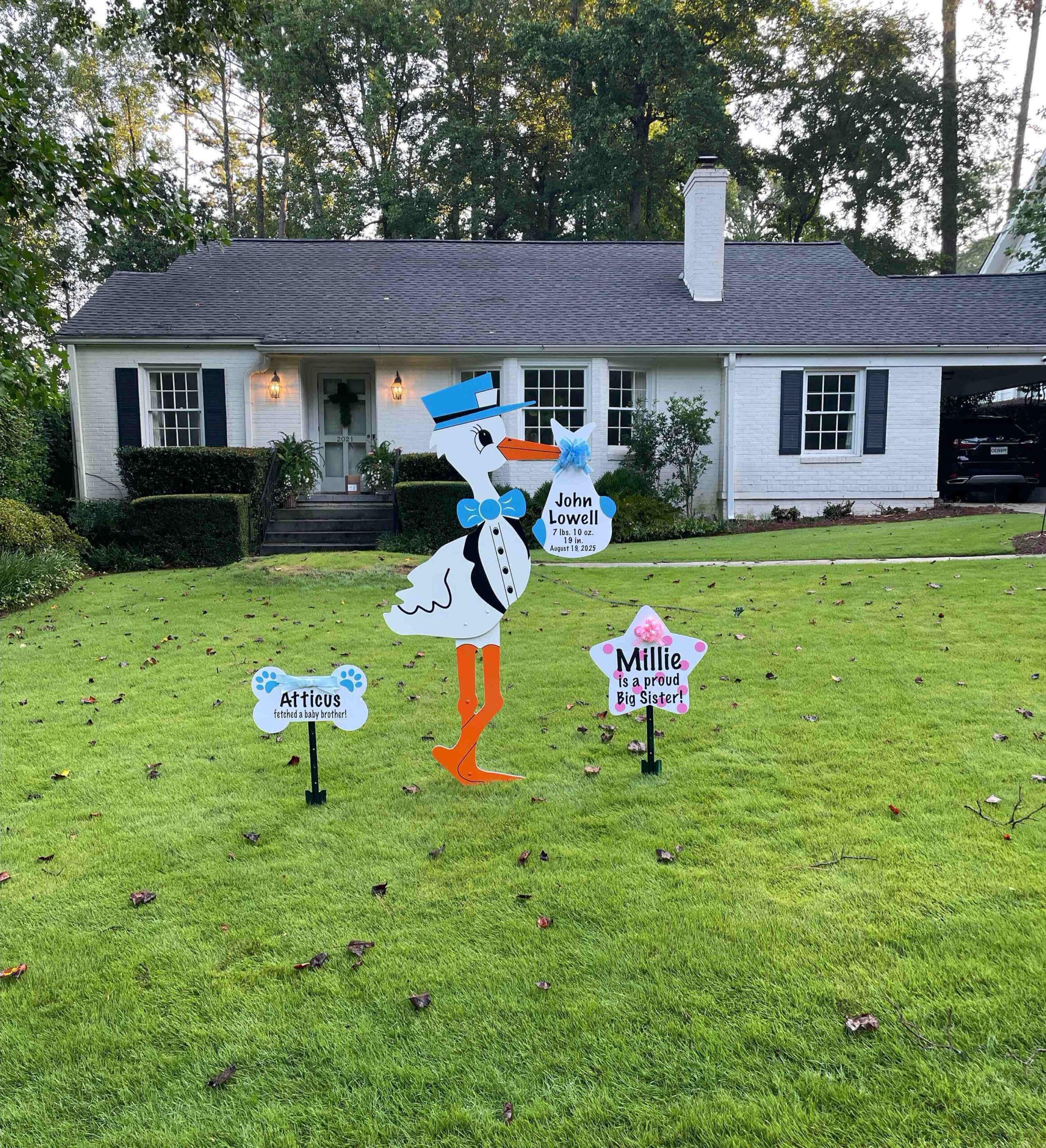 Birth Announcement Stork Sign in Midtown, GA