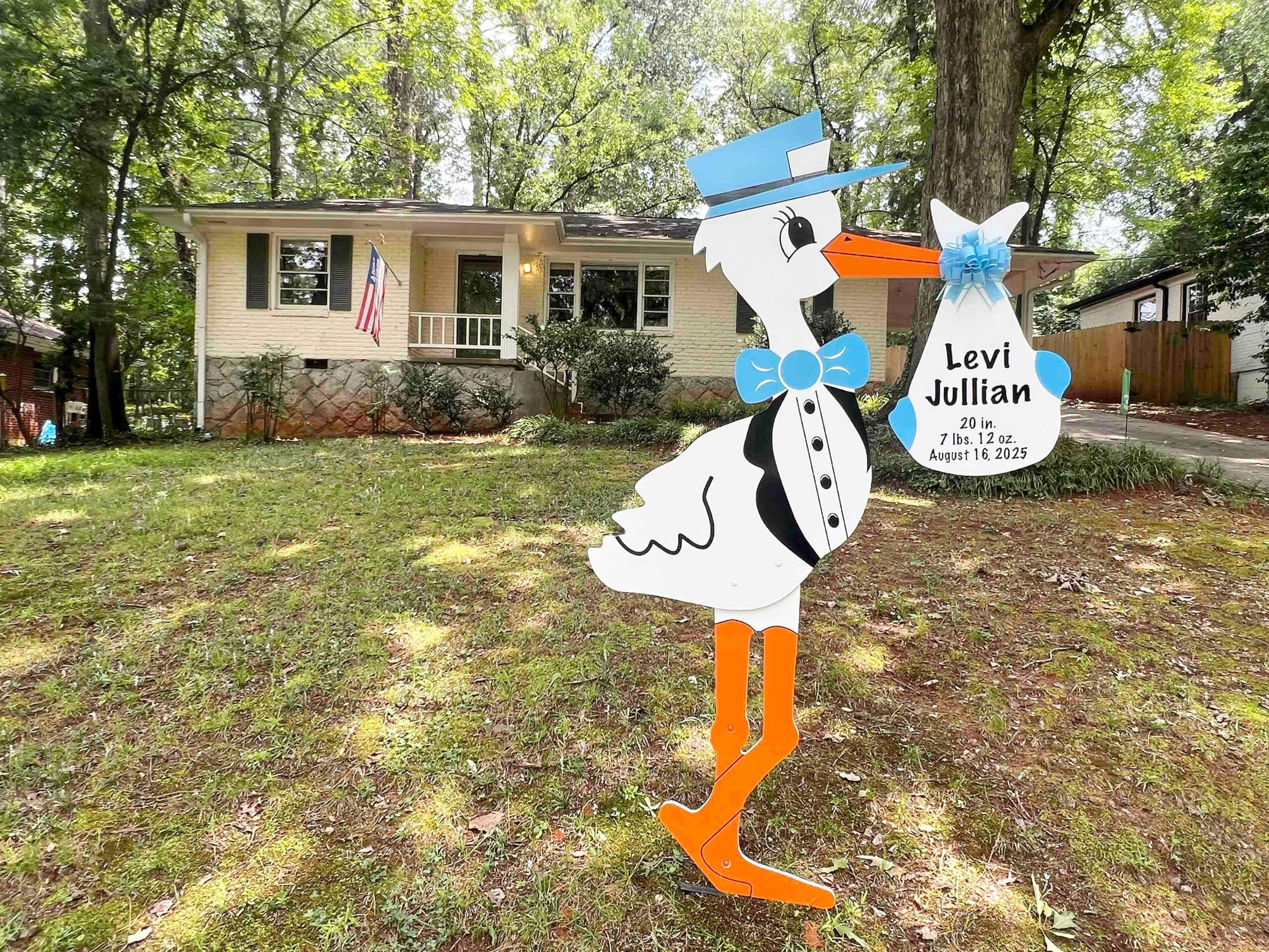 Birth Announcement Stork Sign in Avondale Estates, GA