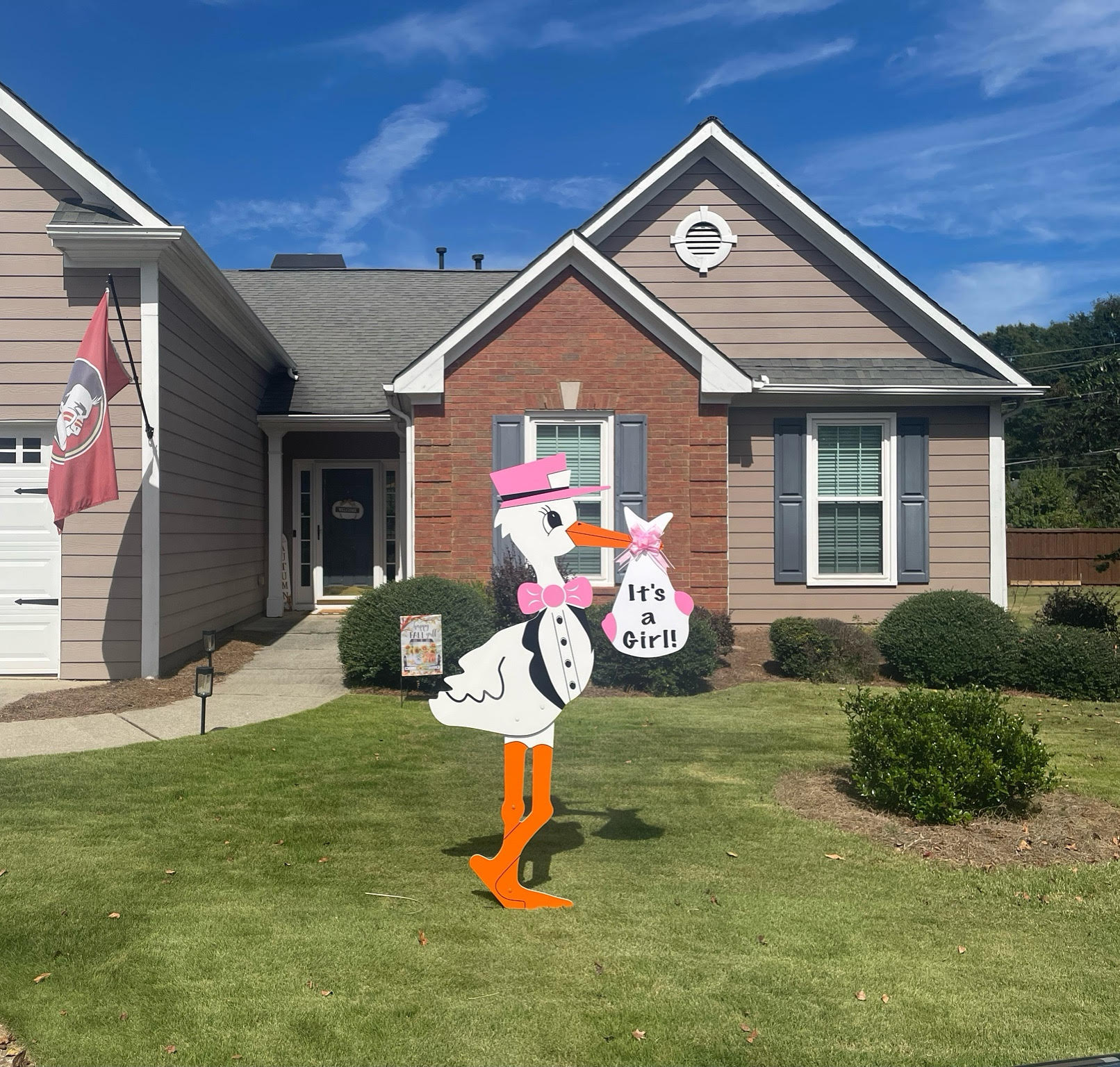 Birth Announcement Stork Sign in Alpharetta, GA