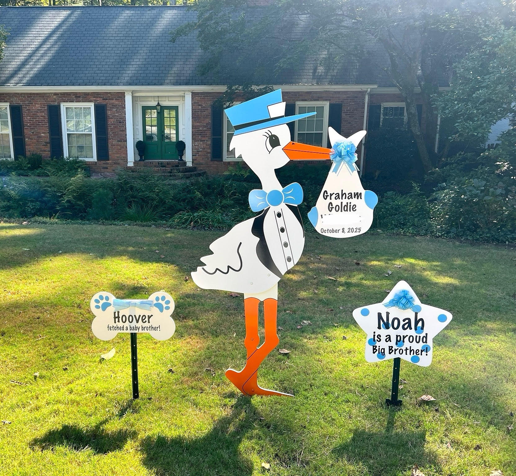 Birth Announcement Stork Sign in Buckhead, Atlanta