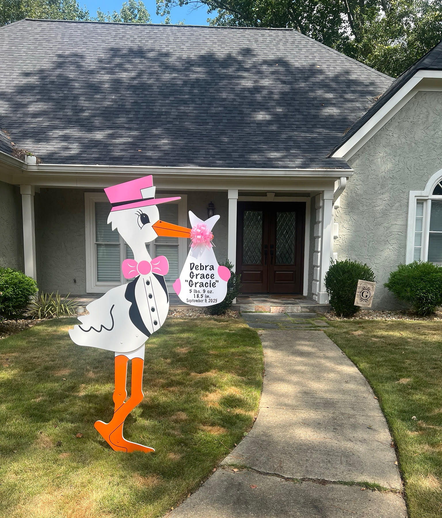 Birth Announcement Stork Sign in Roswell, GA