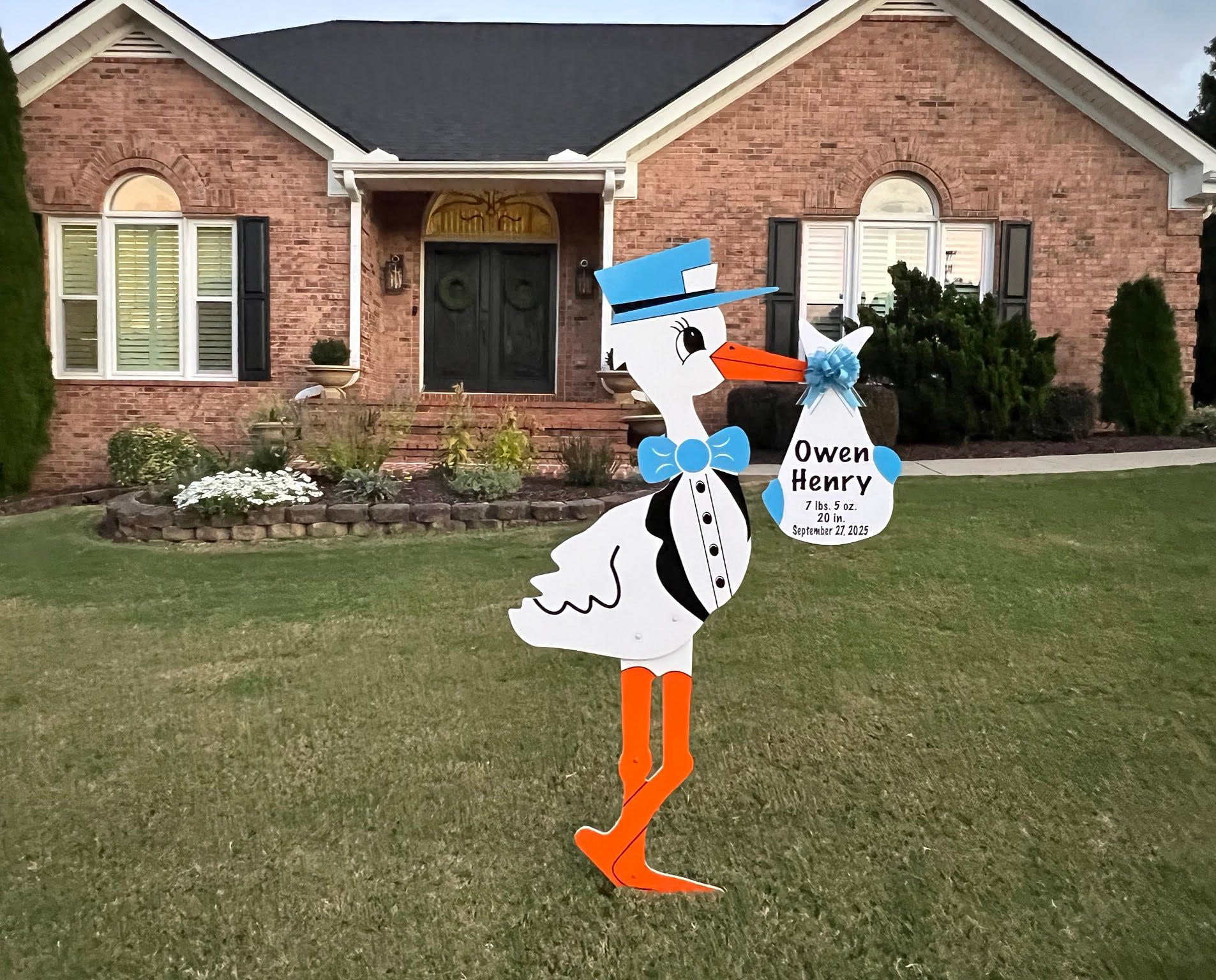Birth Announcement Stork Sign in Alpharetta, GA