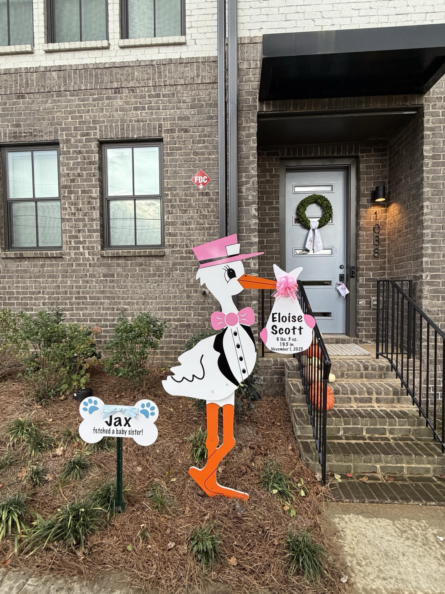 Birth Announcement Stork Sign in Midtown, Atlanta