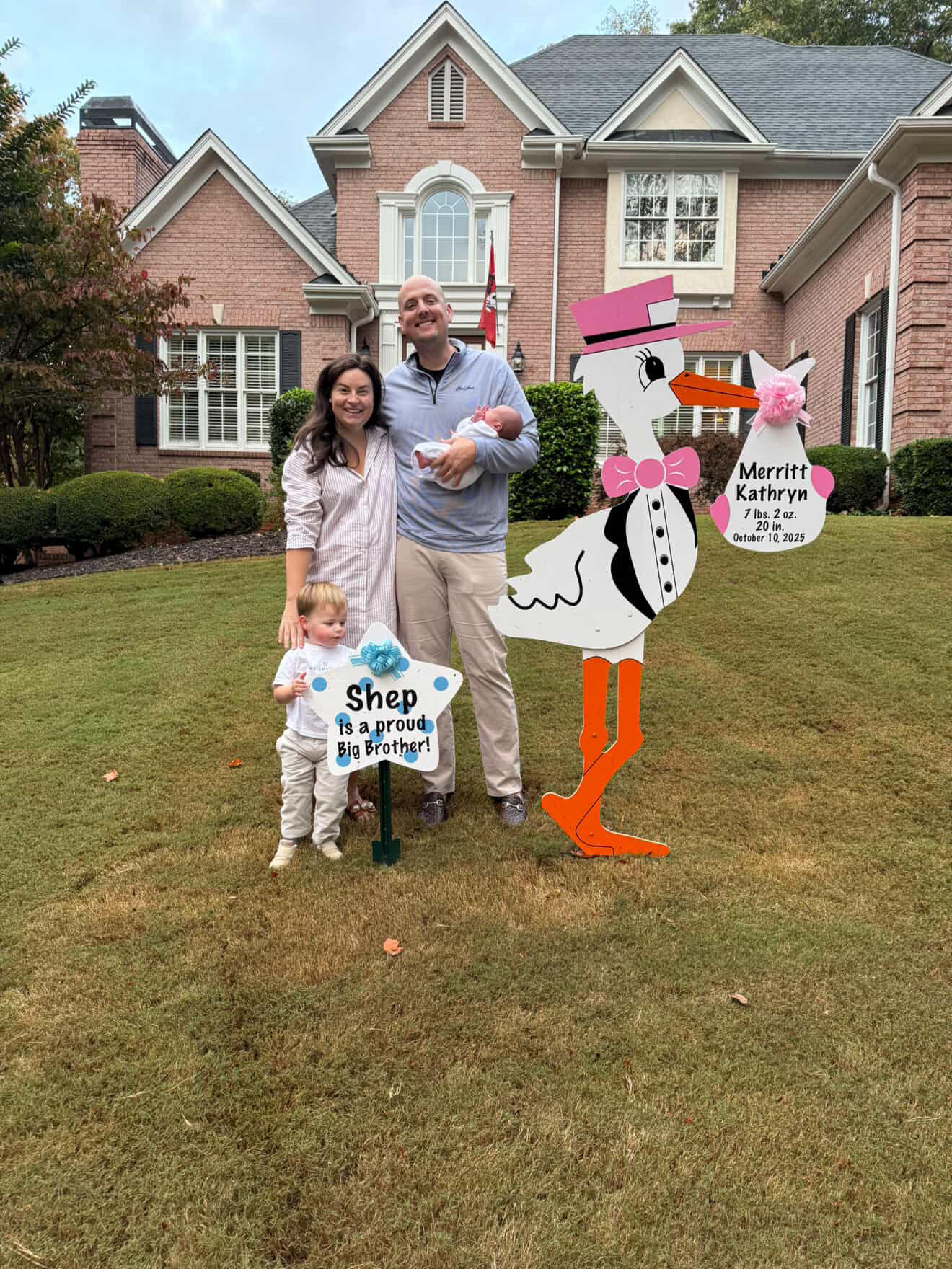 Birth Announcement Stork Sign in Milton, GA