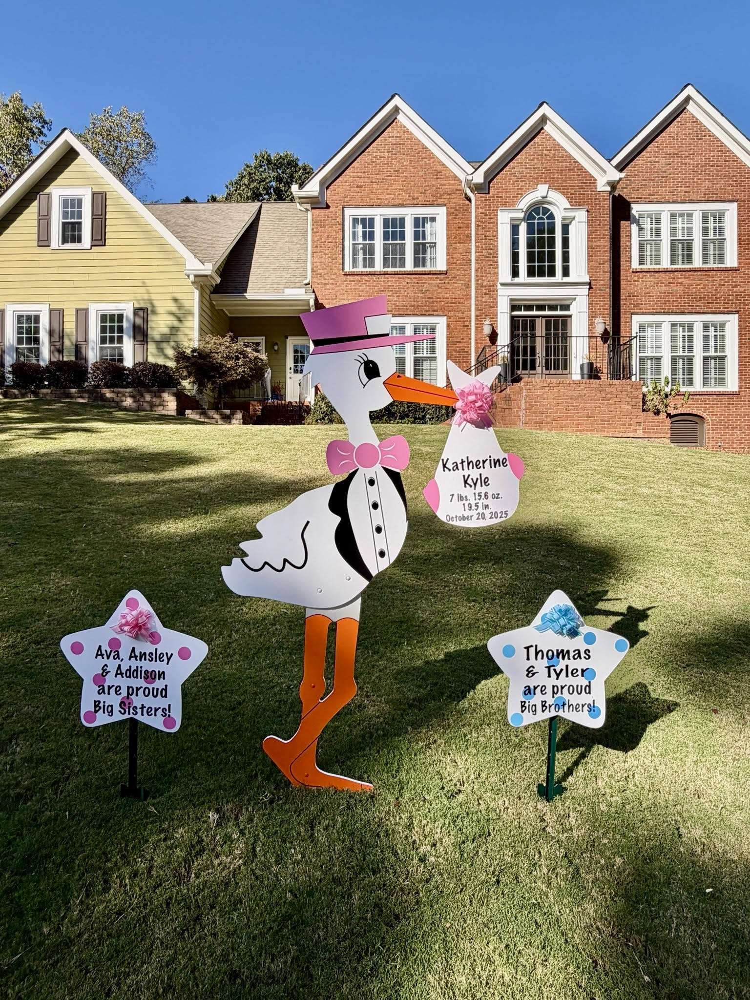Birth Announcement Stork Sign in Rowell, GA