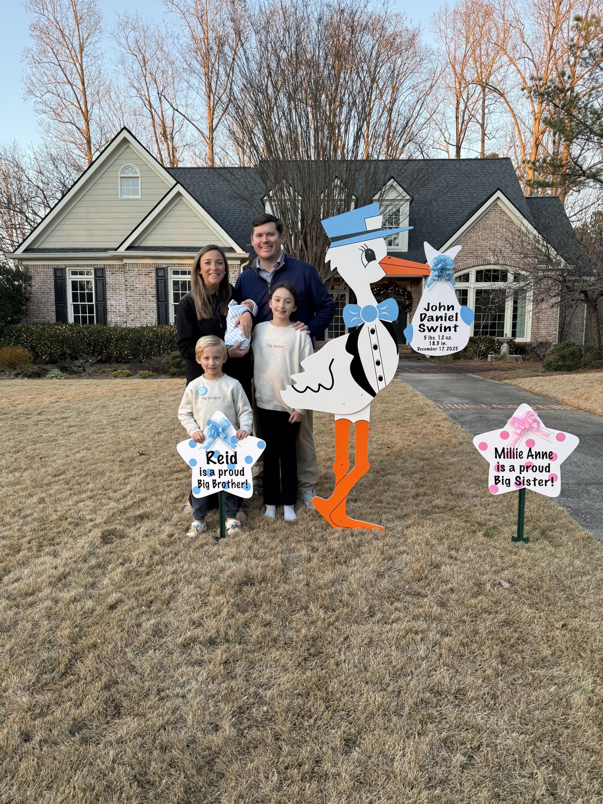 Birth Announcement Stork Sign in Milton, GA