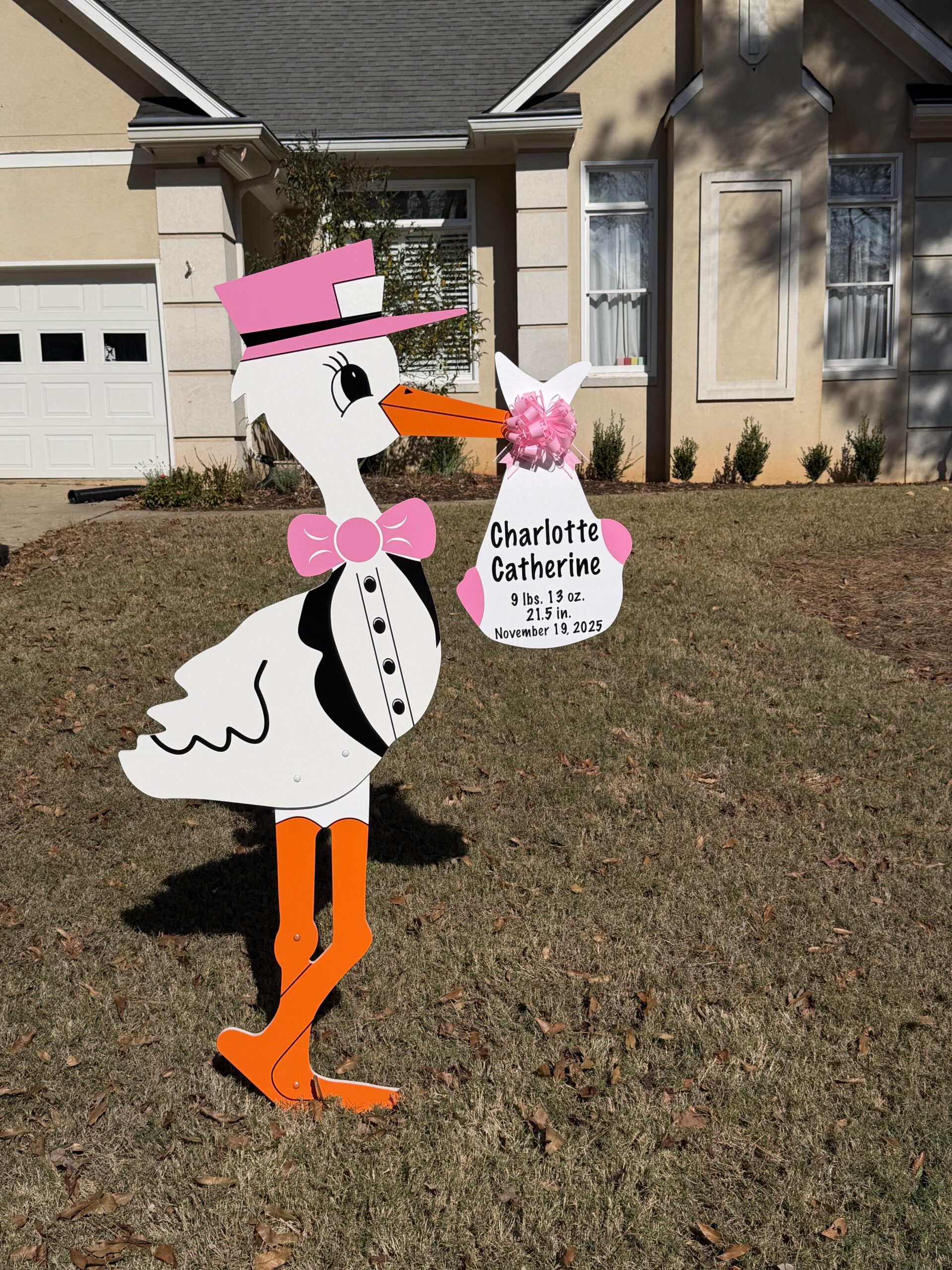 Birth Announement Stork Sign in Alpharetta, GA