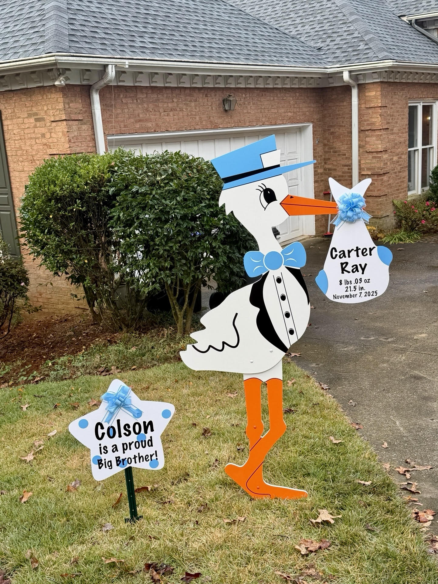 Birth Announcement Stork Sign in Roswell, GA