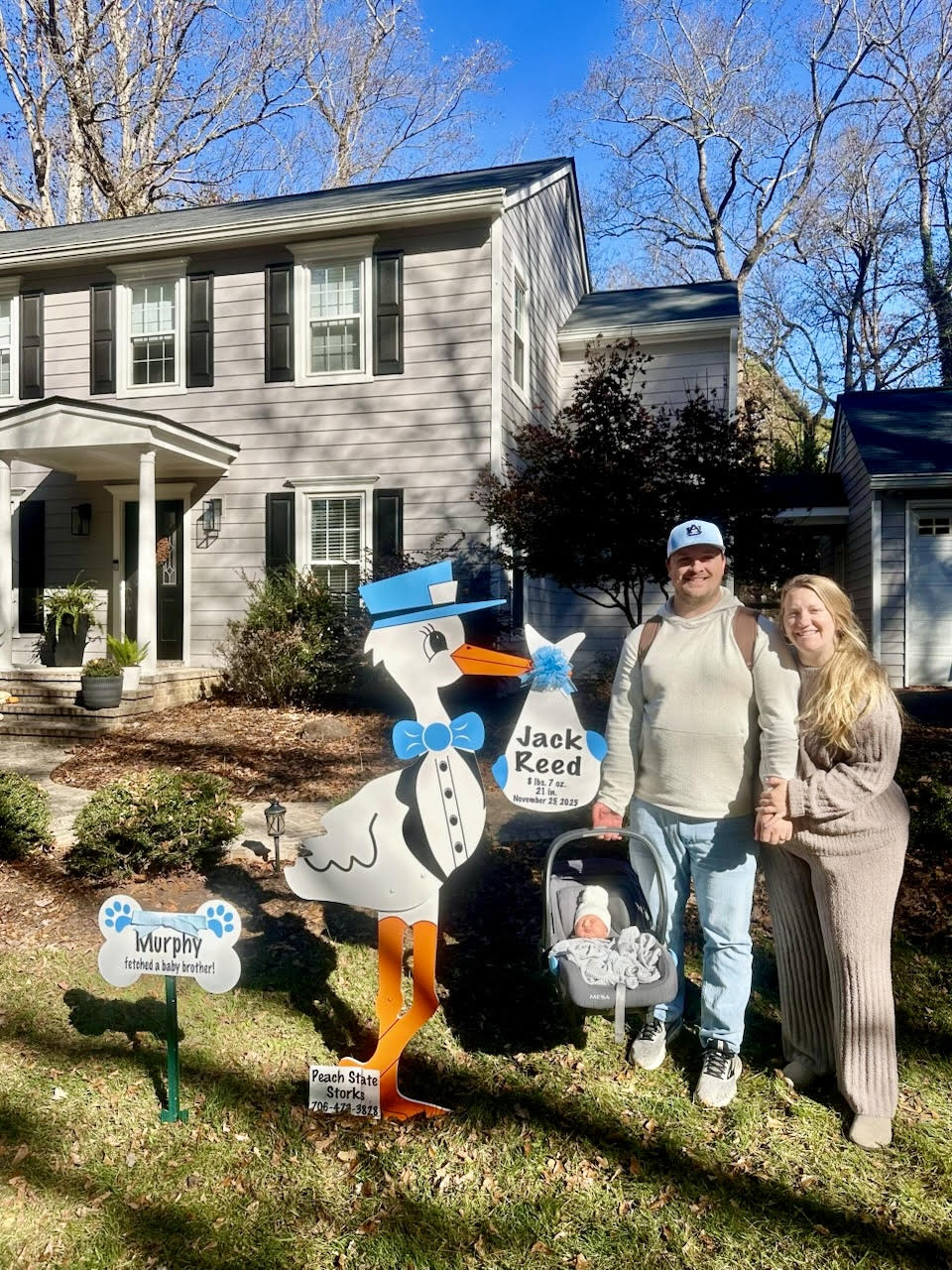 Birth Announcement Stork Sign in Berkeley Lake, Atlanta