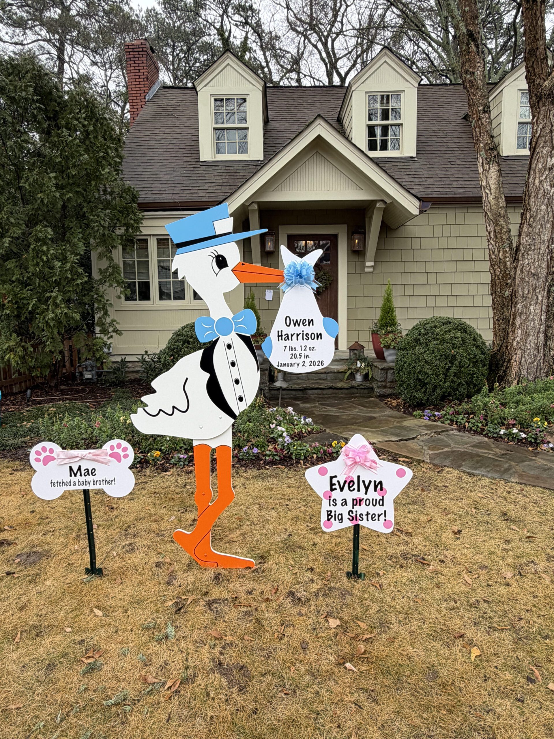 Birth Announcement Stork Sign in Buckhead Atlanta, GA