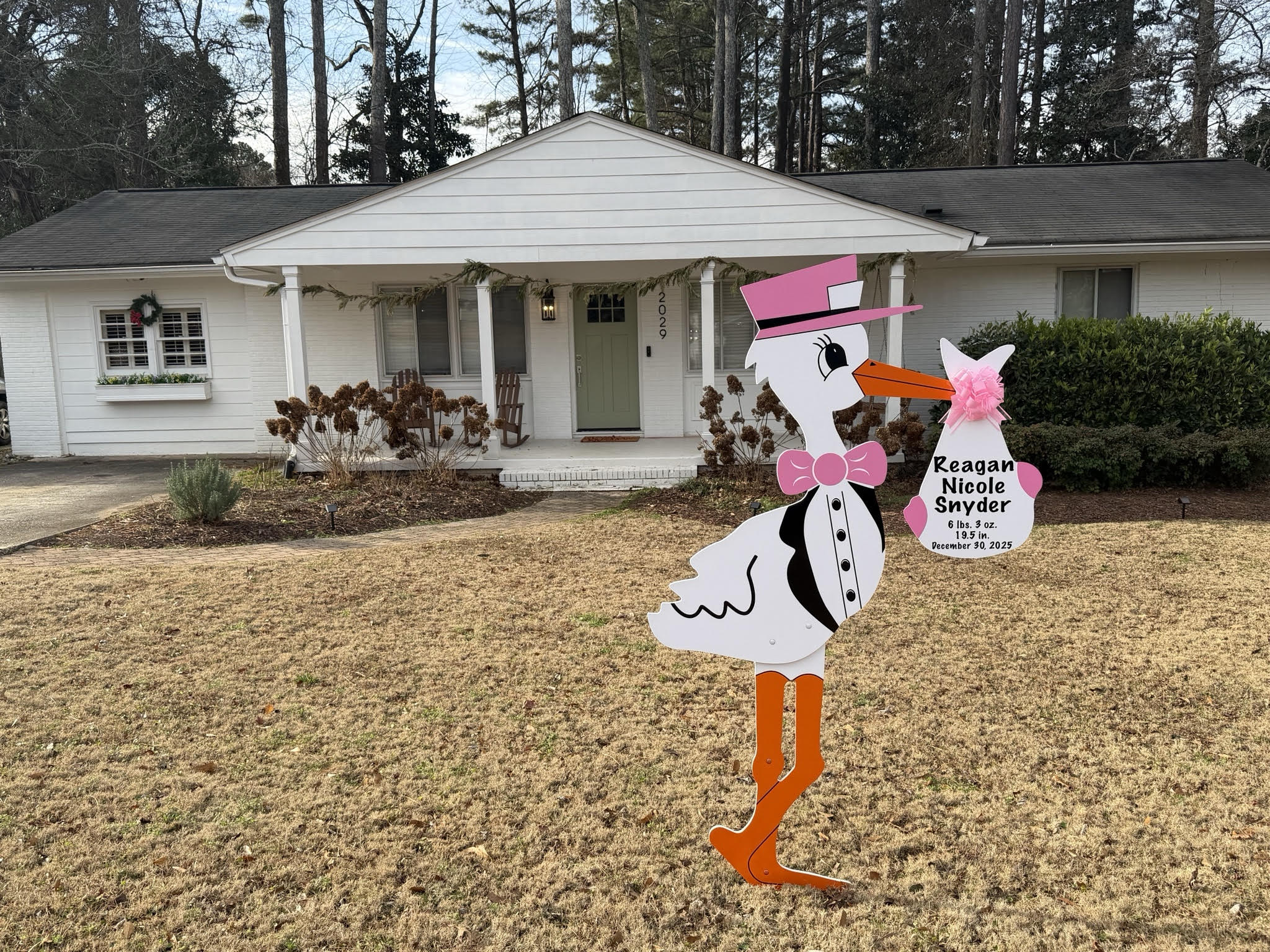 Birth Announcement Stork Sign in Smyrna, GA