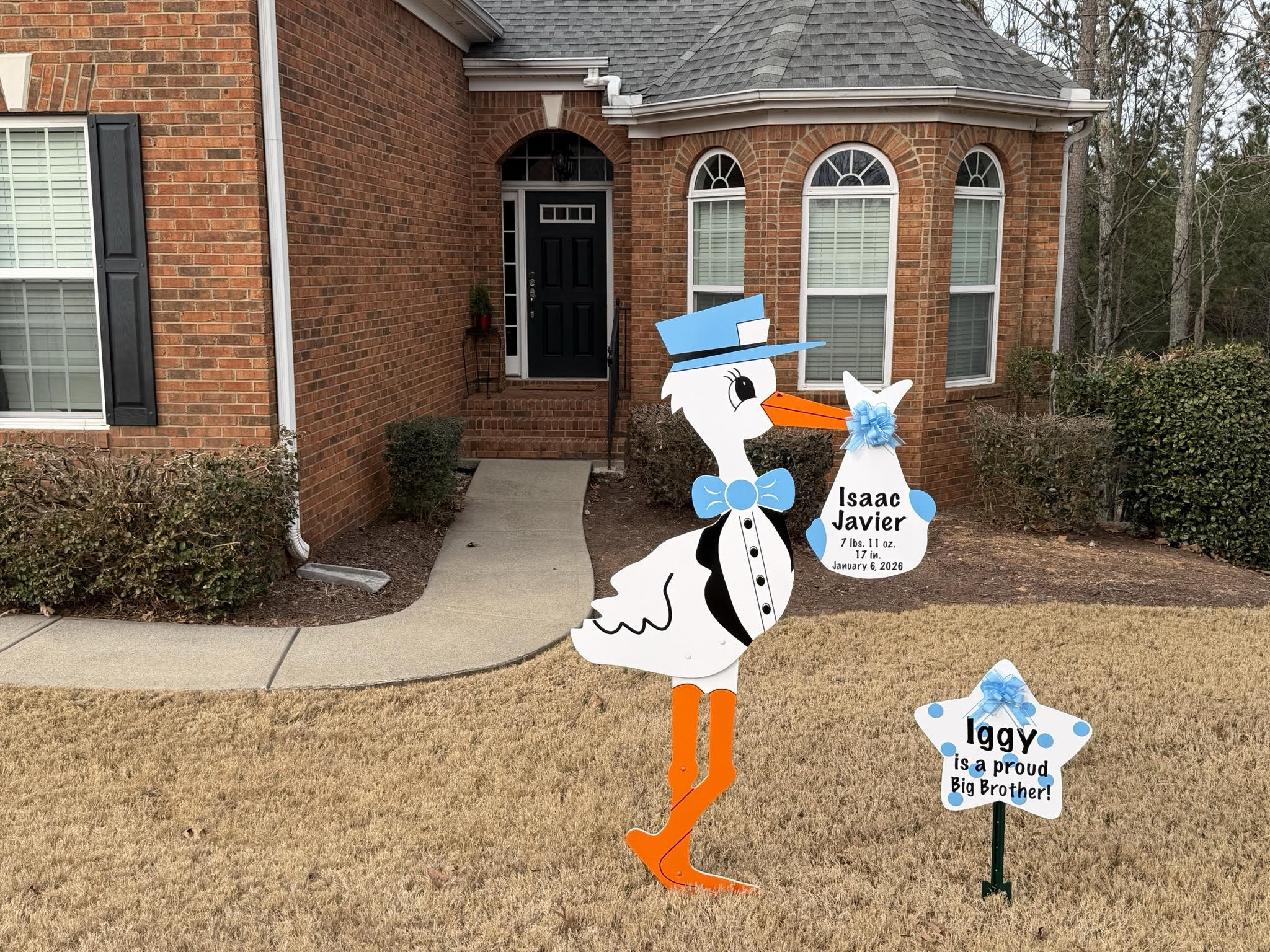 Birth Announcement Stork Sign in Suwanee, GA