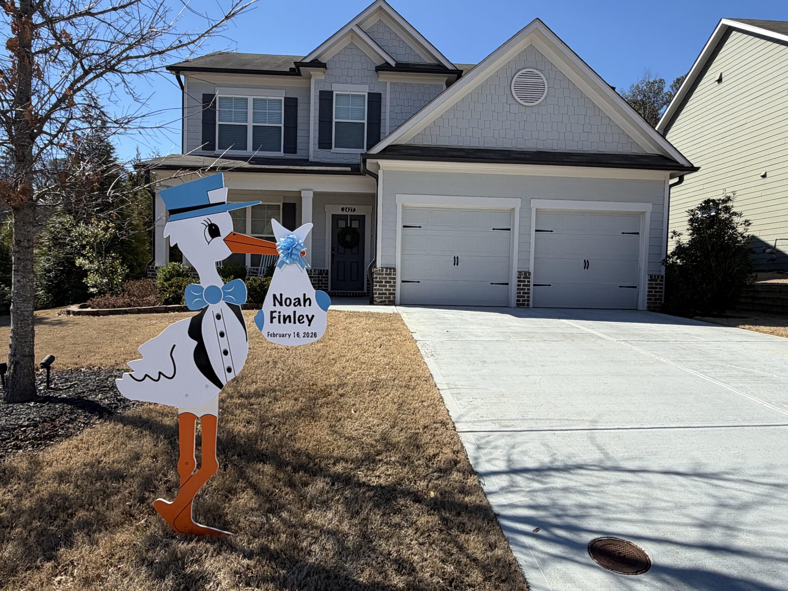 Birth Announcement Stork Sign in Marietta, GA