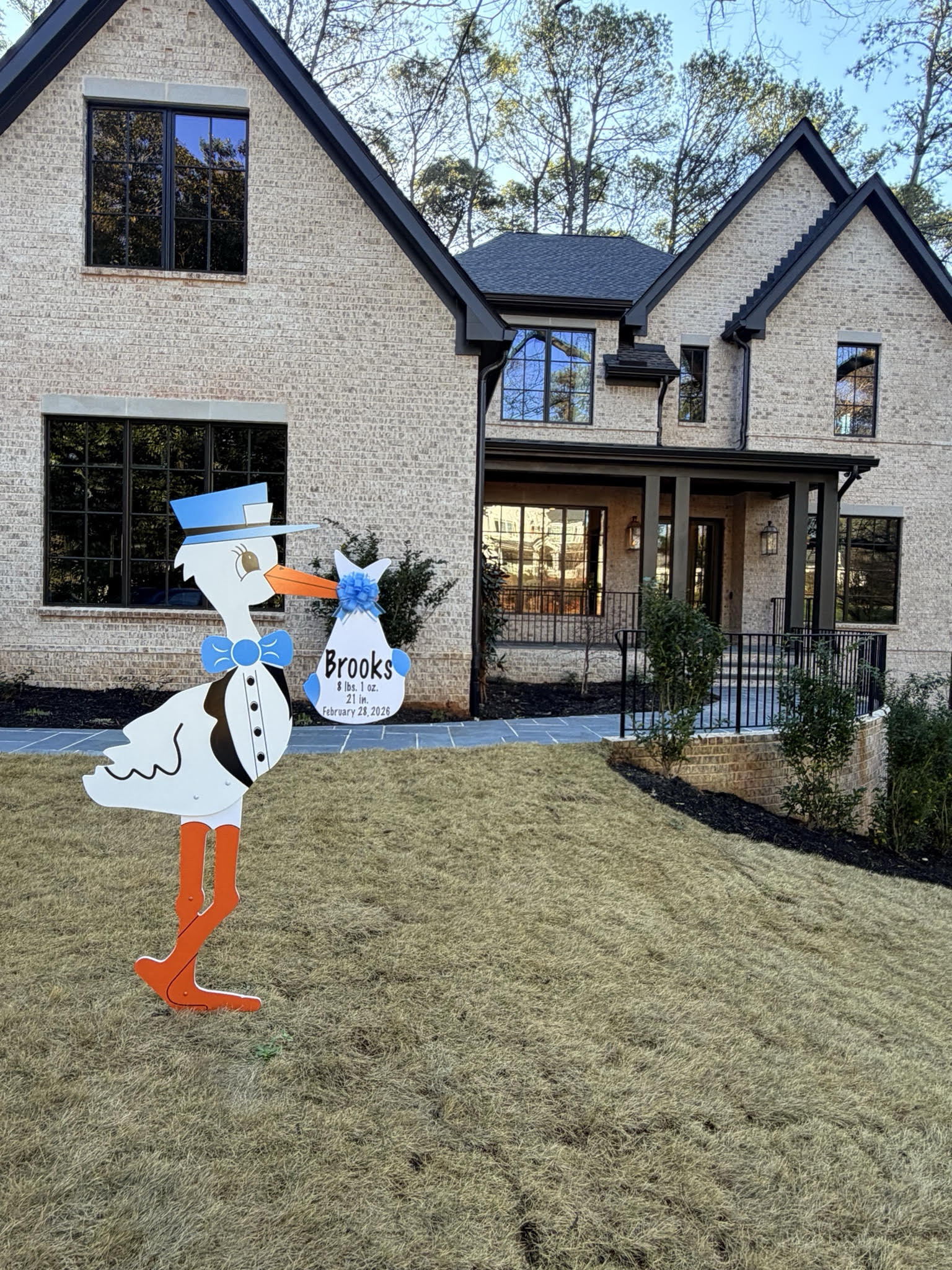 Birth Announcement Stork Sign in Buckhead, Atlanta GA