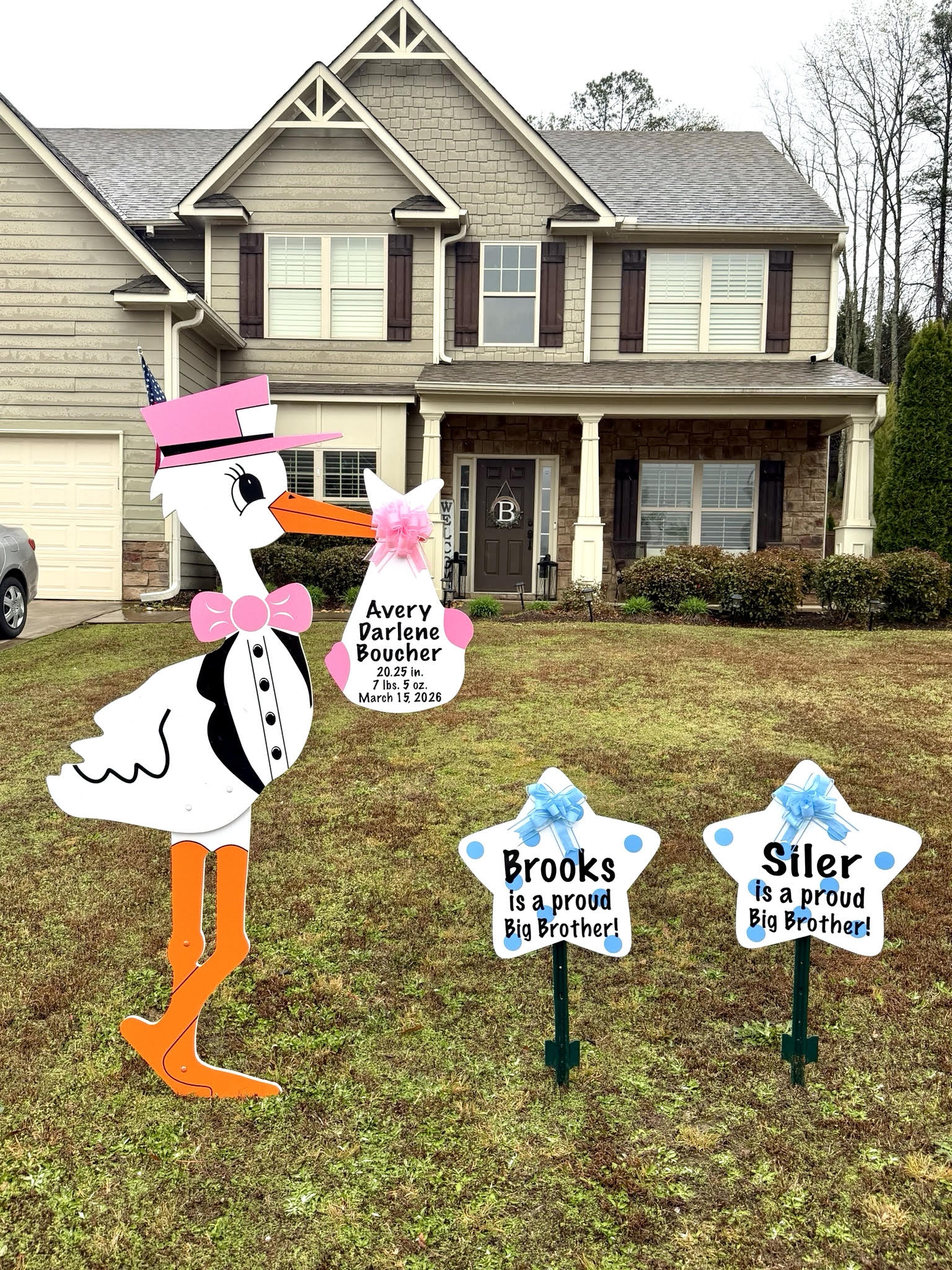 Birth Announcement Stork Sign in Canton, GA