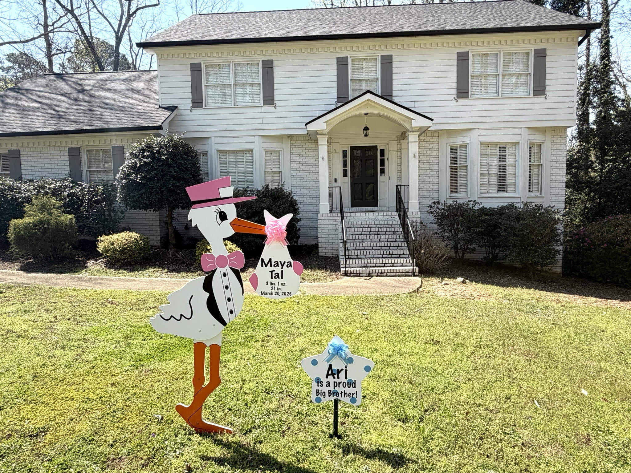 Birth Announcement Stork Sign in Dunwoody, GA