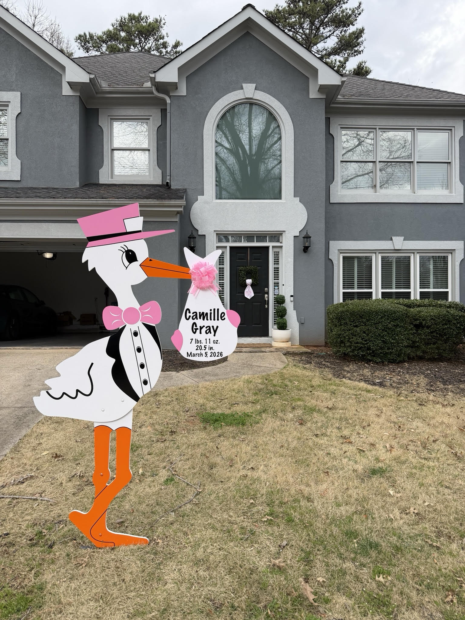 Birth Announcement Stork Sign in Roswell, GA