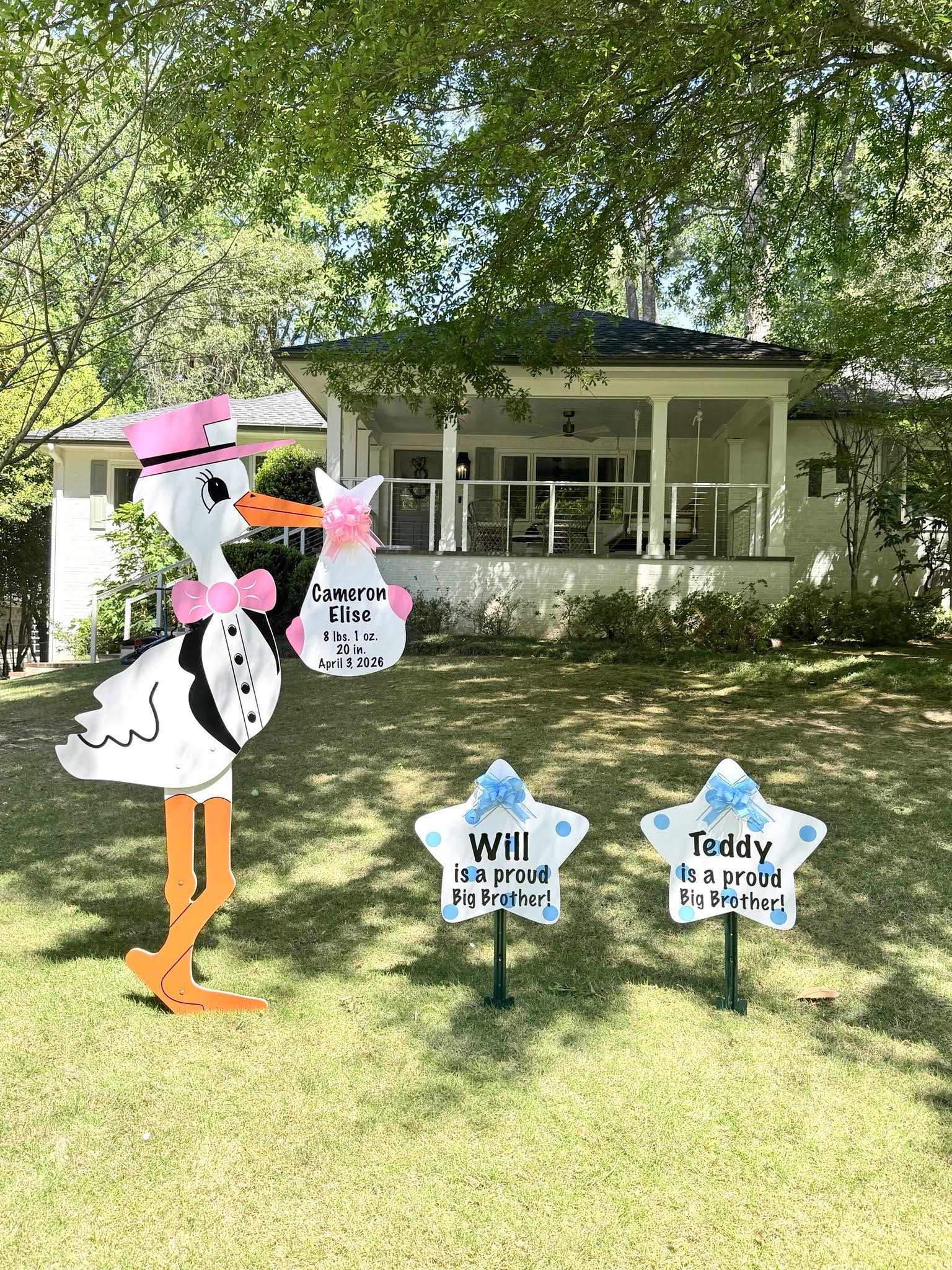 Birth Announcement Stork Sign in Midtown, Atlanta