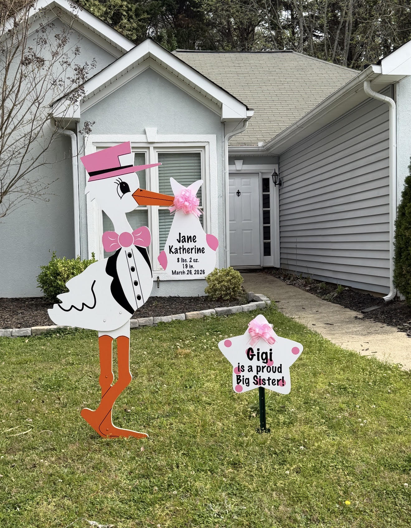 Birth Announcement Stork Sign in Smyrna, GA