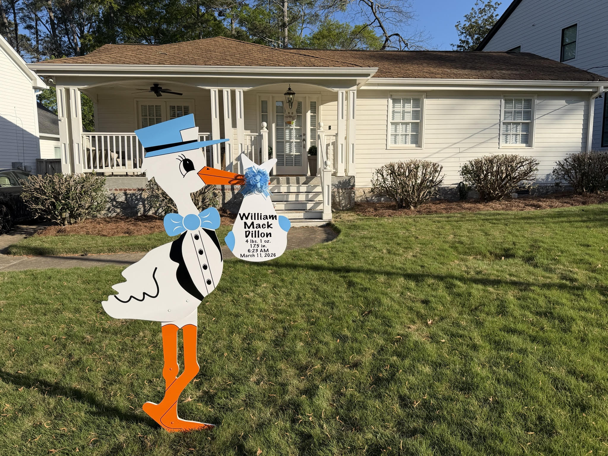 Birth Announcement Stork Sign in Brookhaven, GA